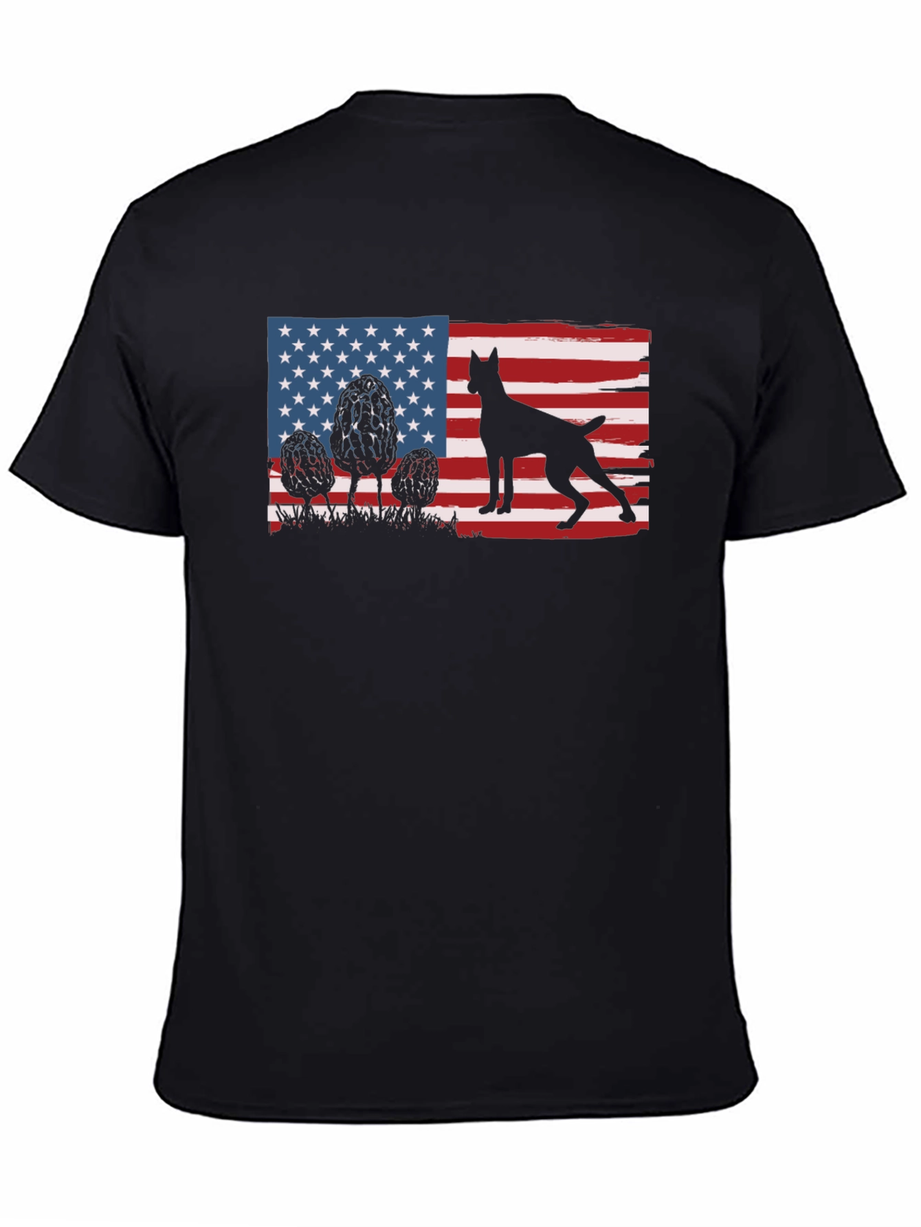 Patriotic Dog Silhouette American Flag T-Shirt