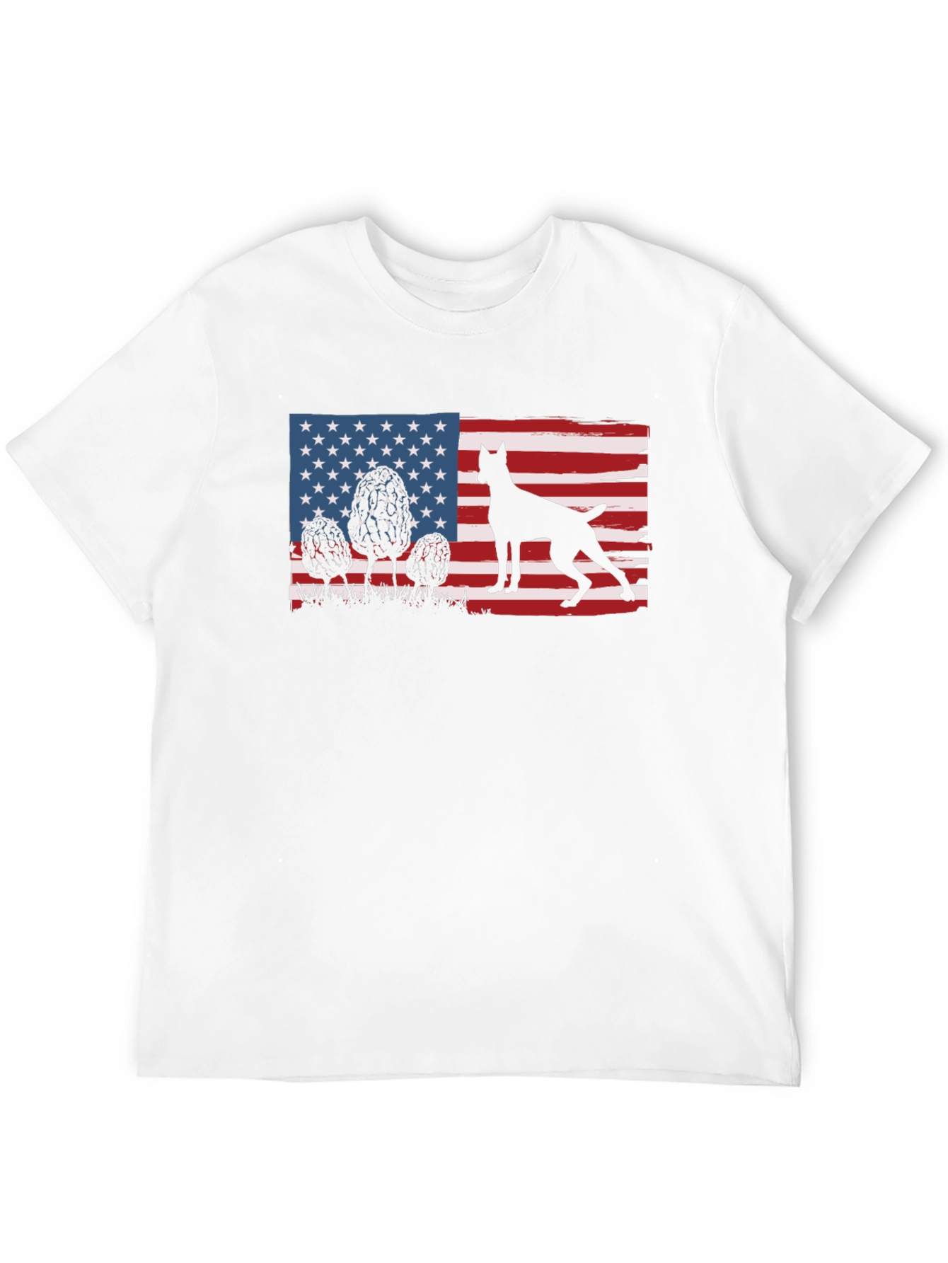Patriotic Dog Silhouette American Flag T-Shirt