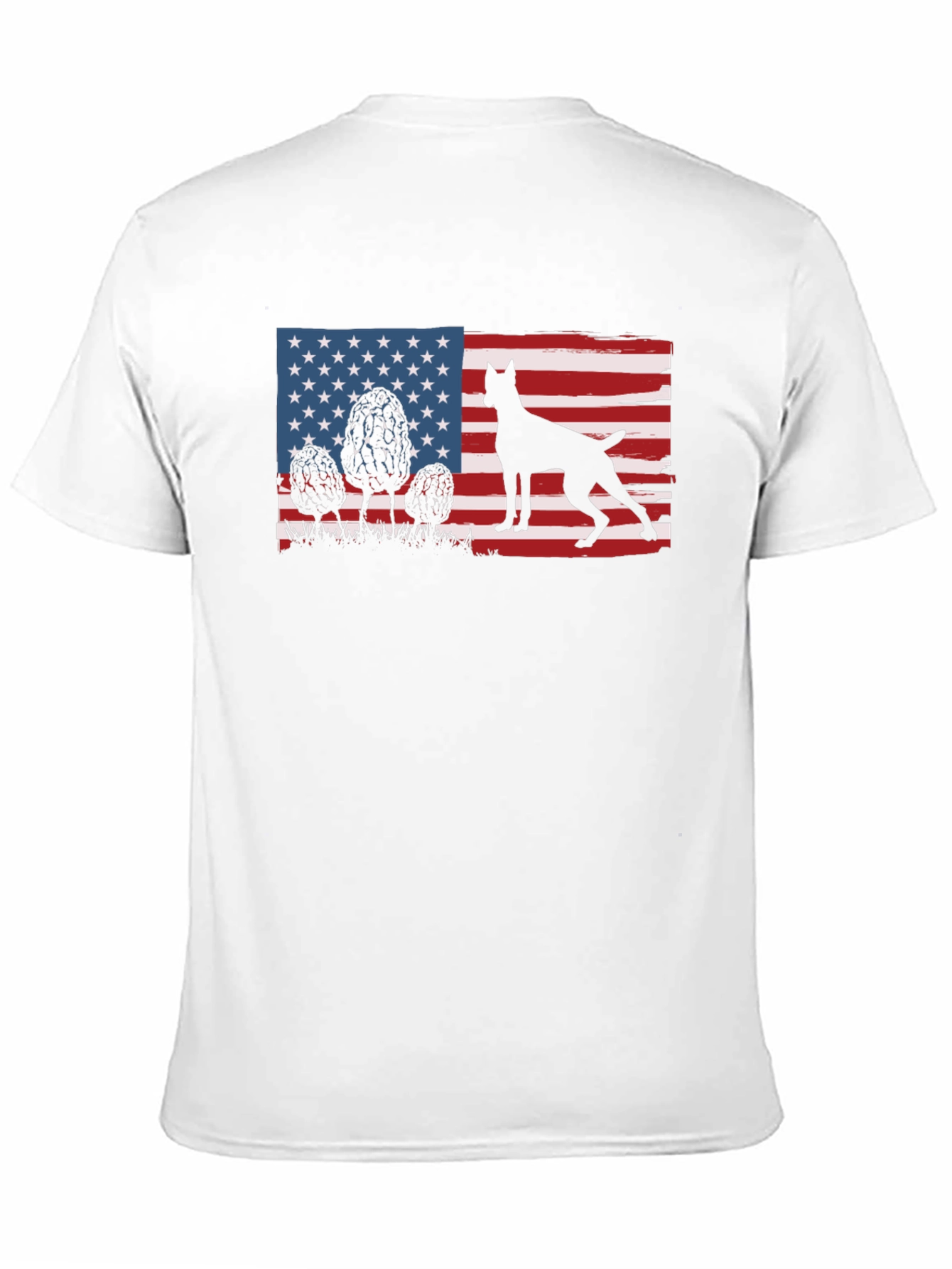 Patriotic Dog Silhouette American Flag T-Shirt