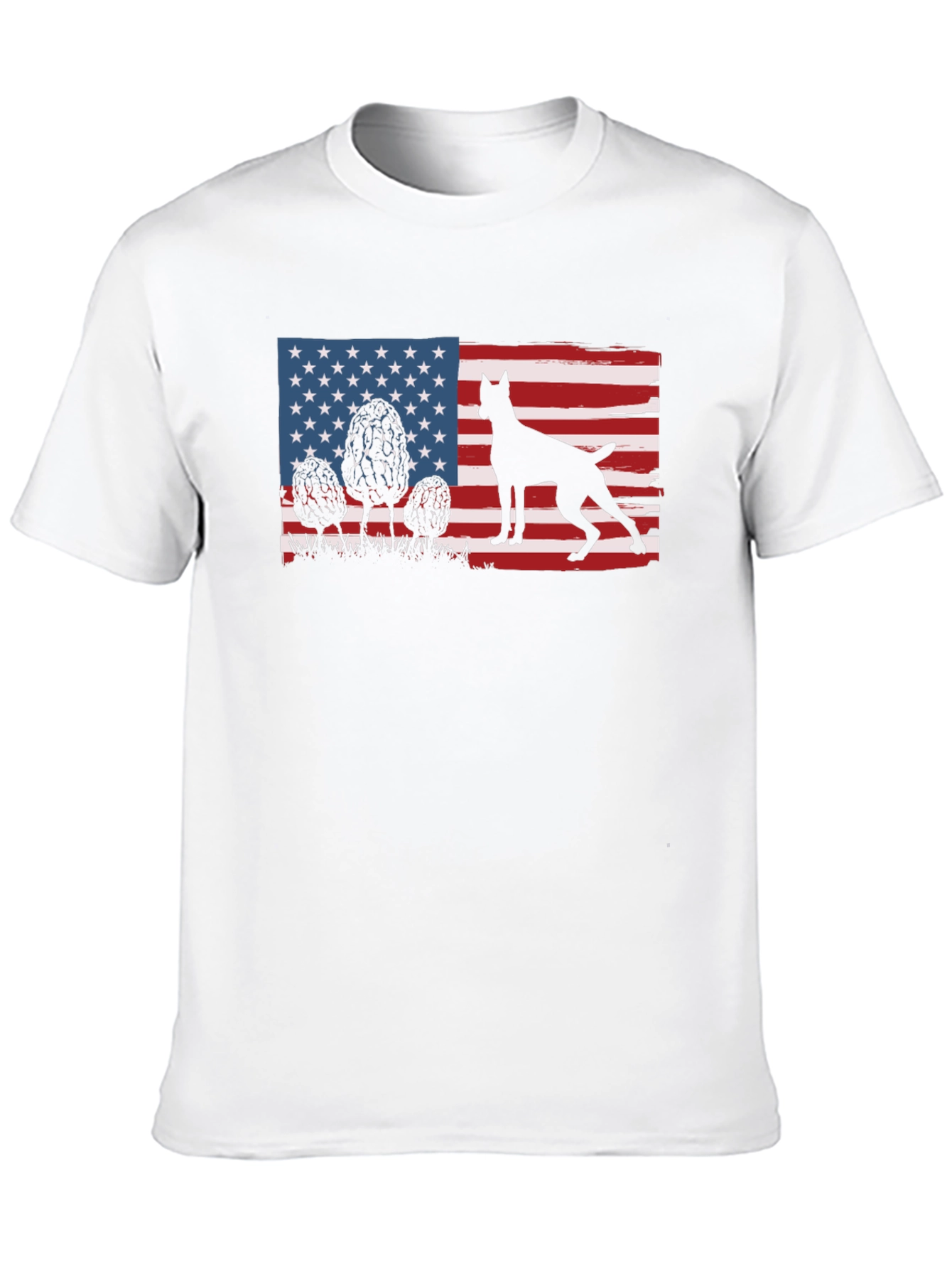 Patriotic Dog Silhouette American Flag T-Shirt