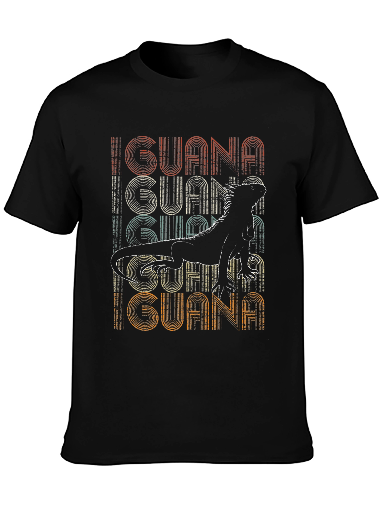Retro Iguana Graphic Tee - Mens Black T-Shirt