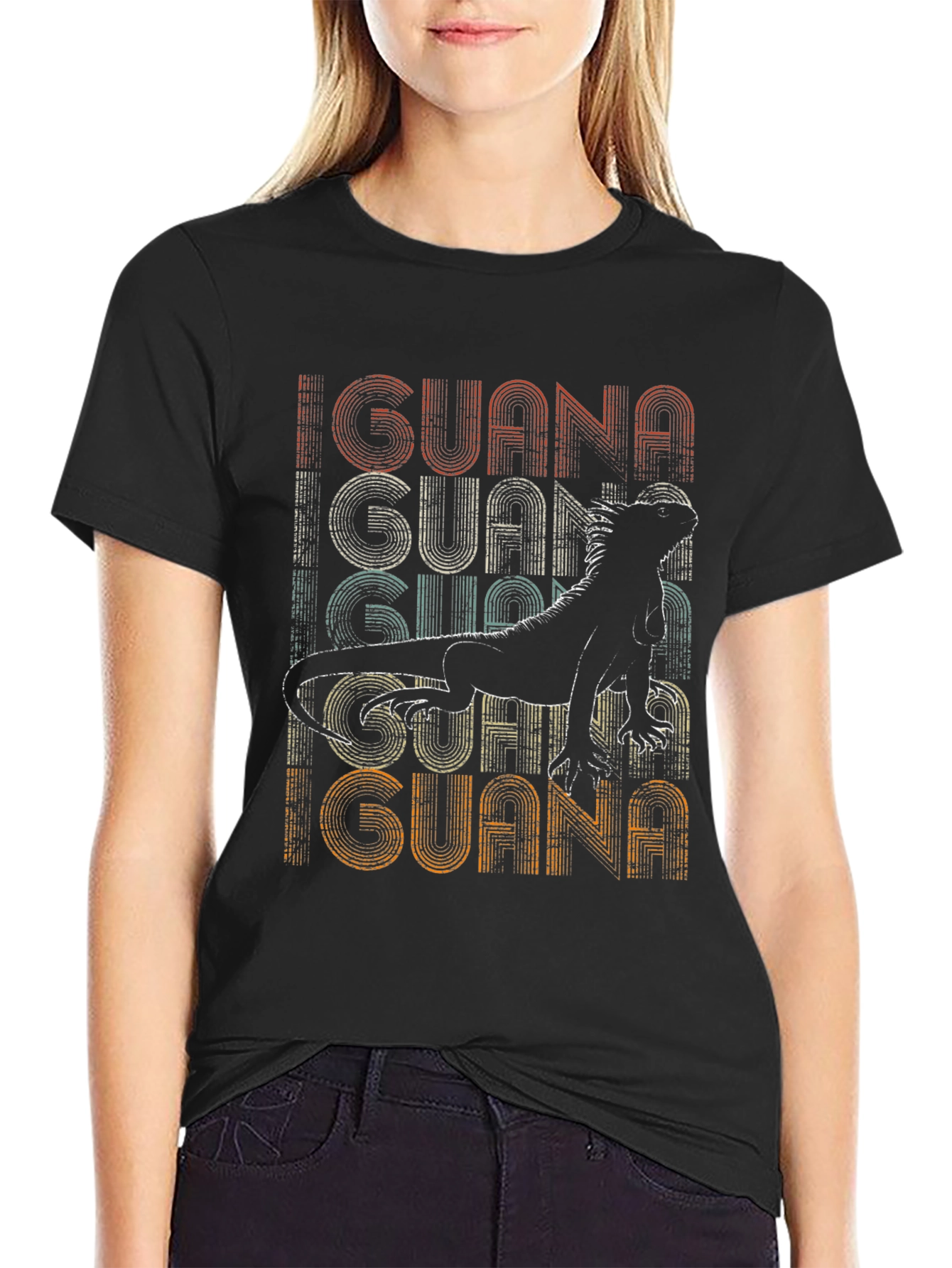 Retro Iguana Graphic Tee - Mens Black T-Shirt