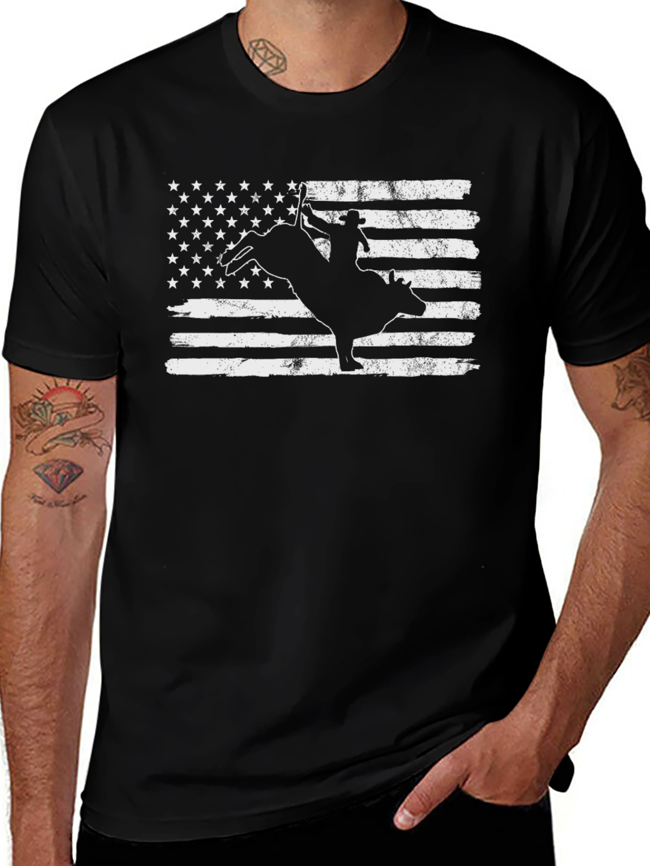 American Rodeo Bull Rider Graphic T-Shirt