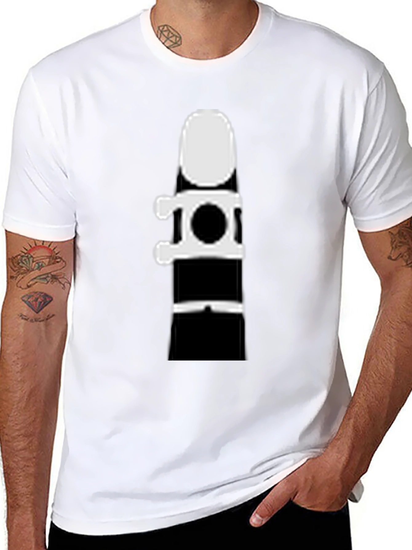 Clarinet Silhouette Graphic Tee - Black Cotton T-Shirt