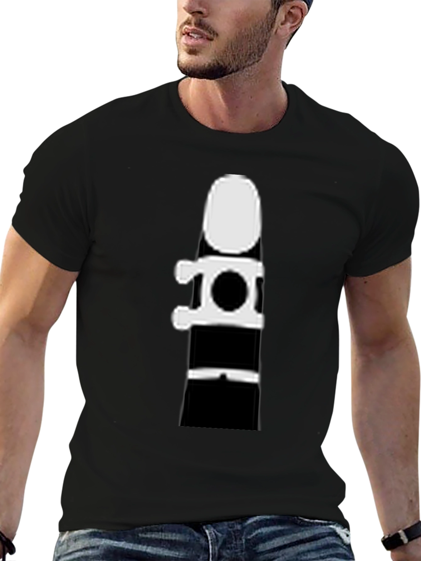 Clarinet Silhouette Graphic Tee - Black Cotton T-Shirt
