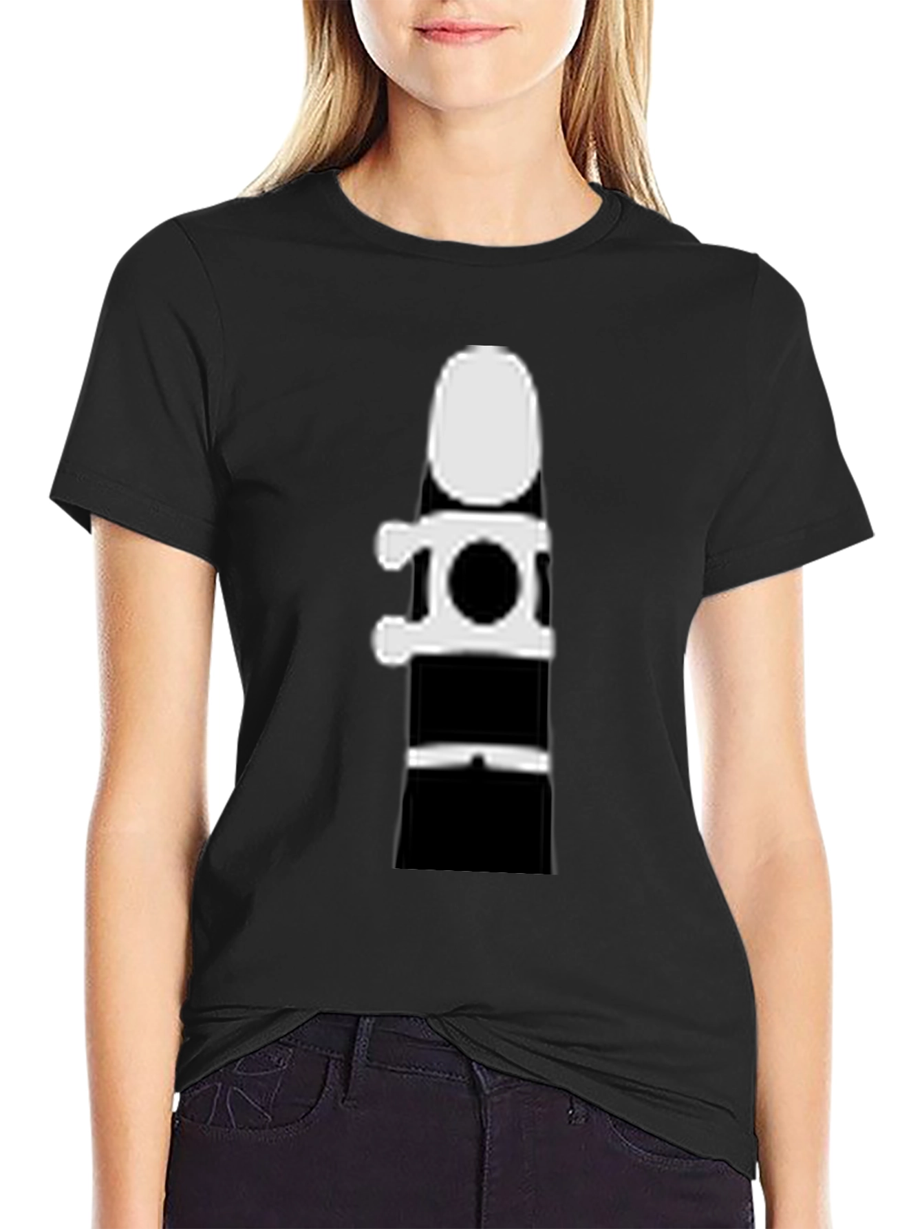 Clarinet Silhouette Graphic Tee - Black Cotton T-Shirt