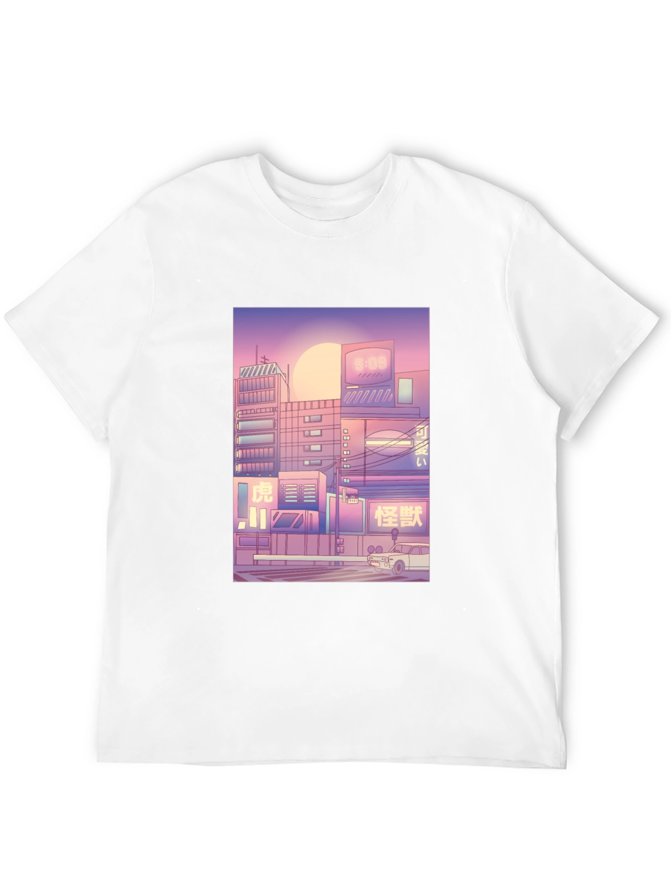Trendy Black T-Shirt with Cityscape Print