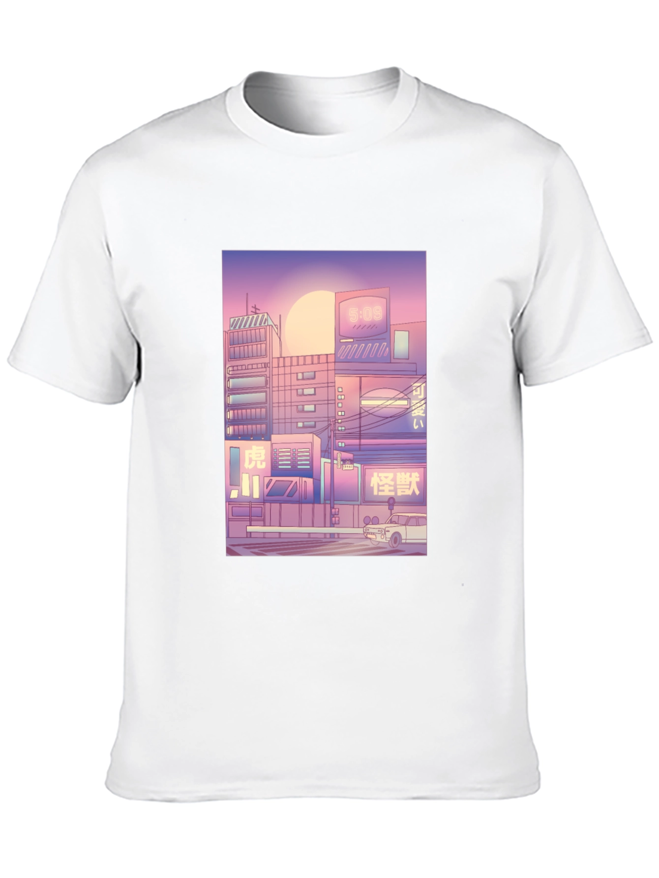 Trendy Black T-Shirt with Cityscape Print