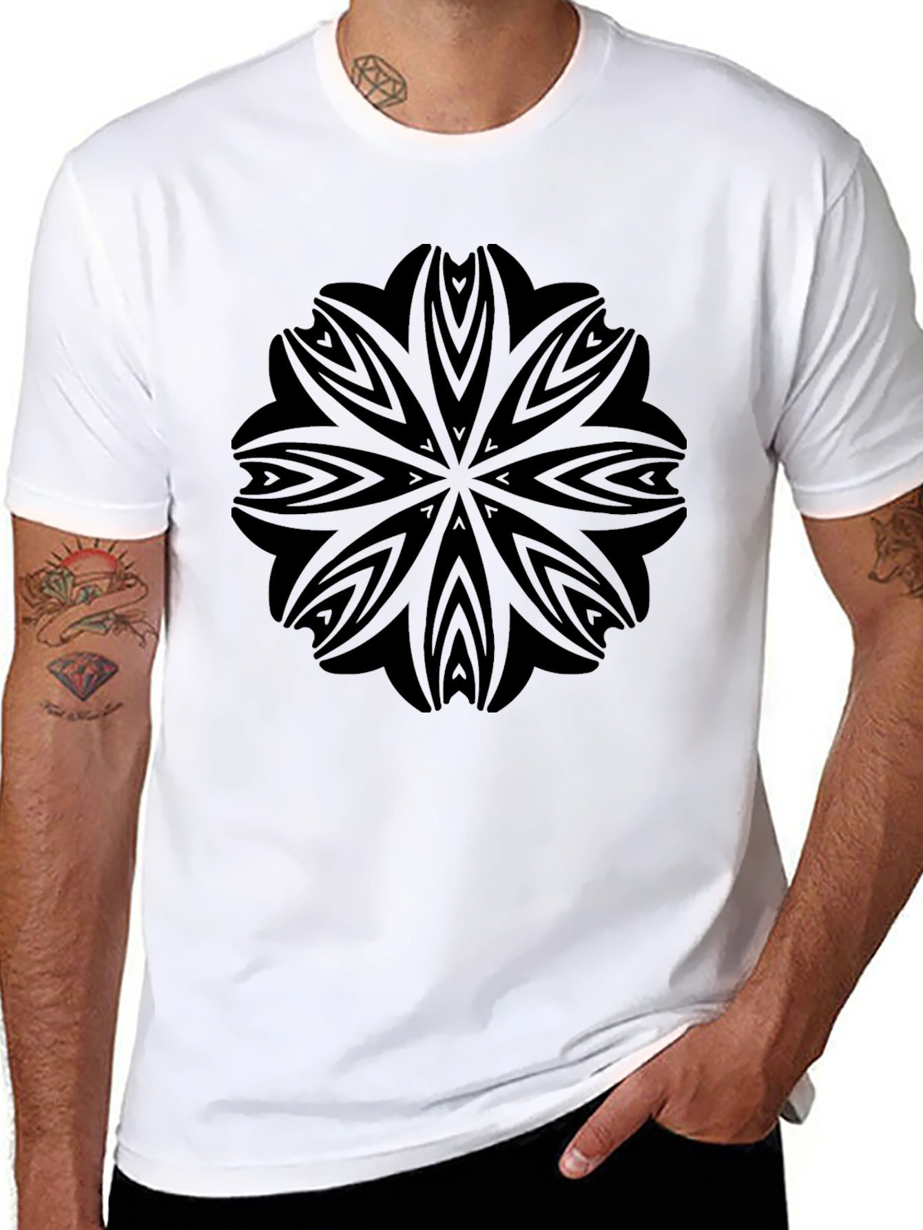 Black Mandala Graphic Tee - Stylish Mens T-Shirt