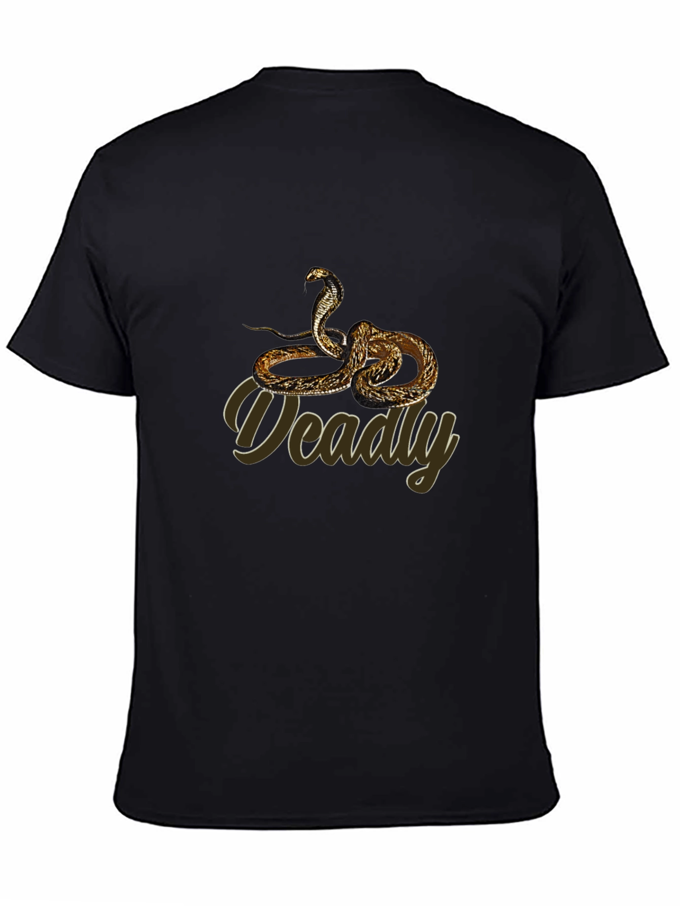 Mens Black Cobra Graphic Tee - Deadly Snake Design