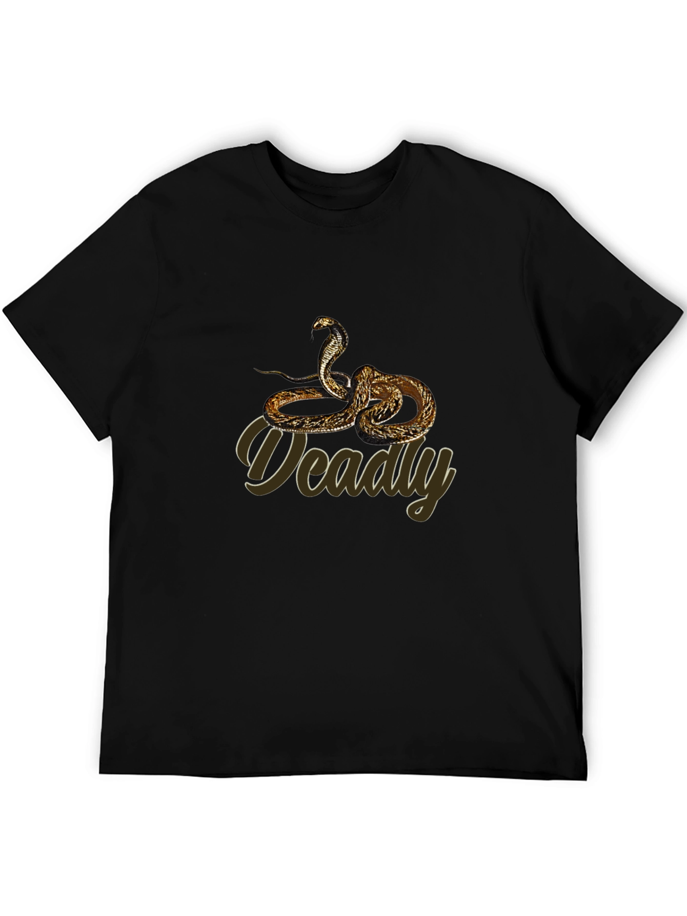 Mens Black Cobra Graphic Tee - Deadly Snake Design