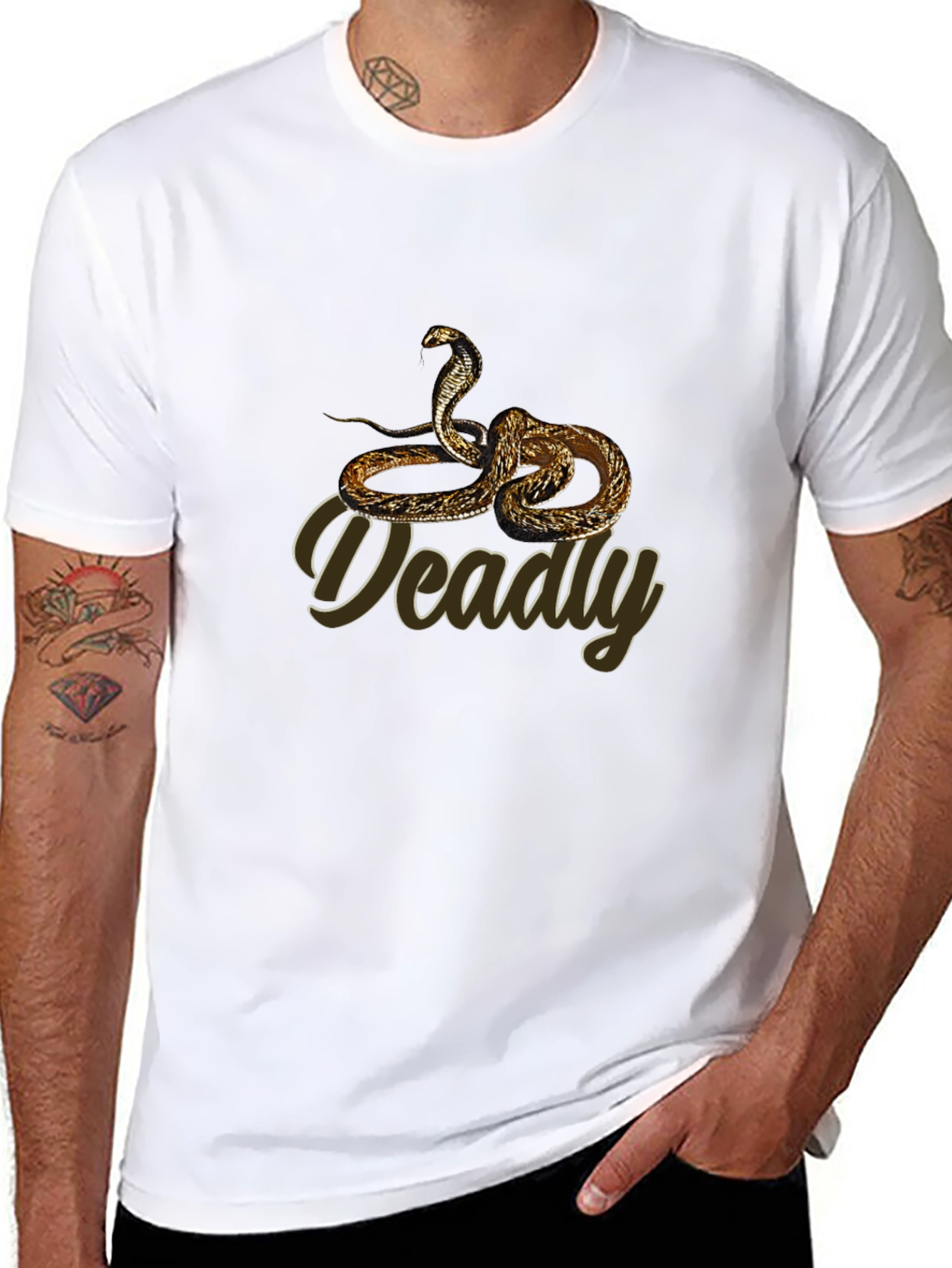 Mens Black Cobra Graphic Tee - Deadly Snake Design