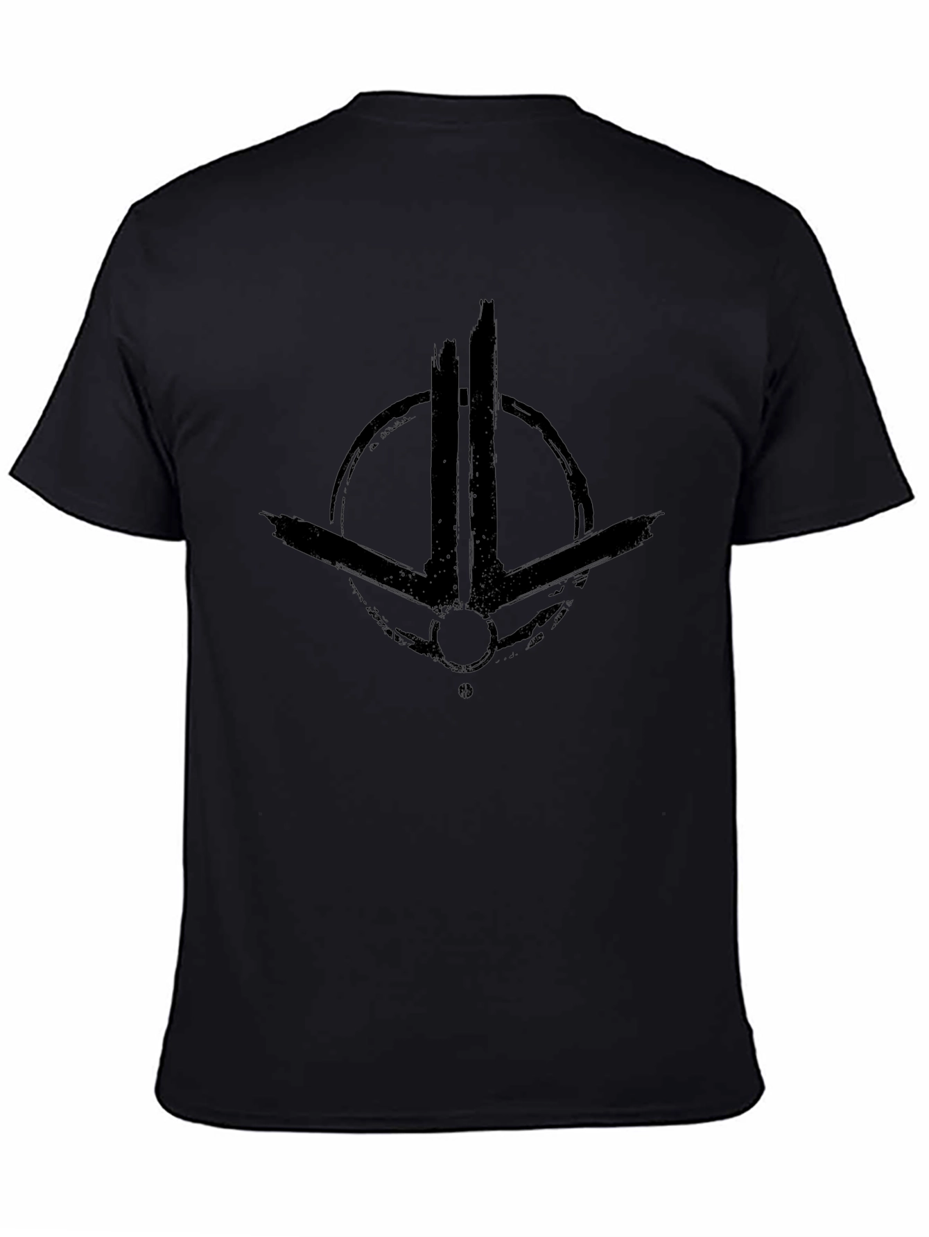 Black Graphic Tee - Abstract Symbol Design