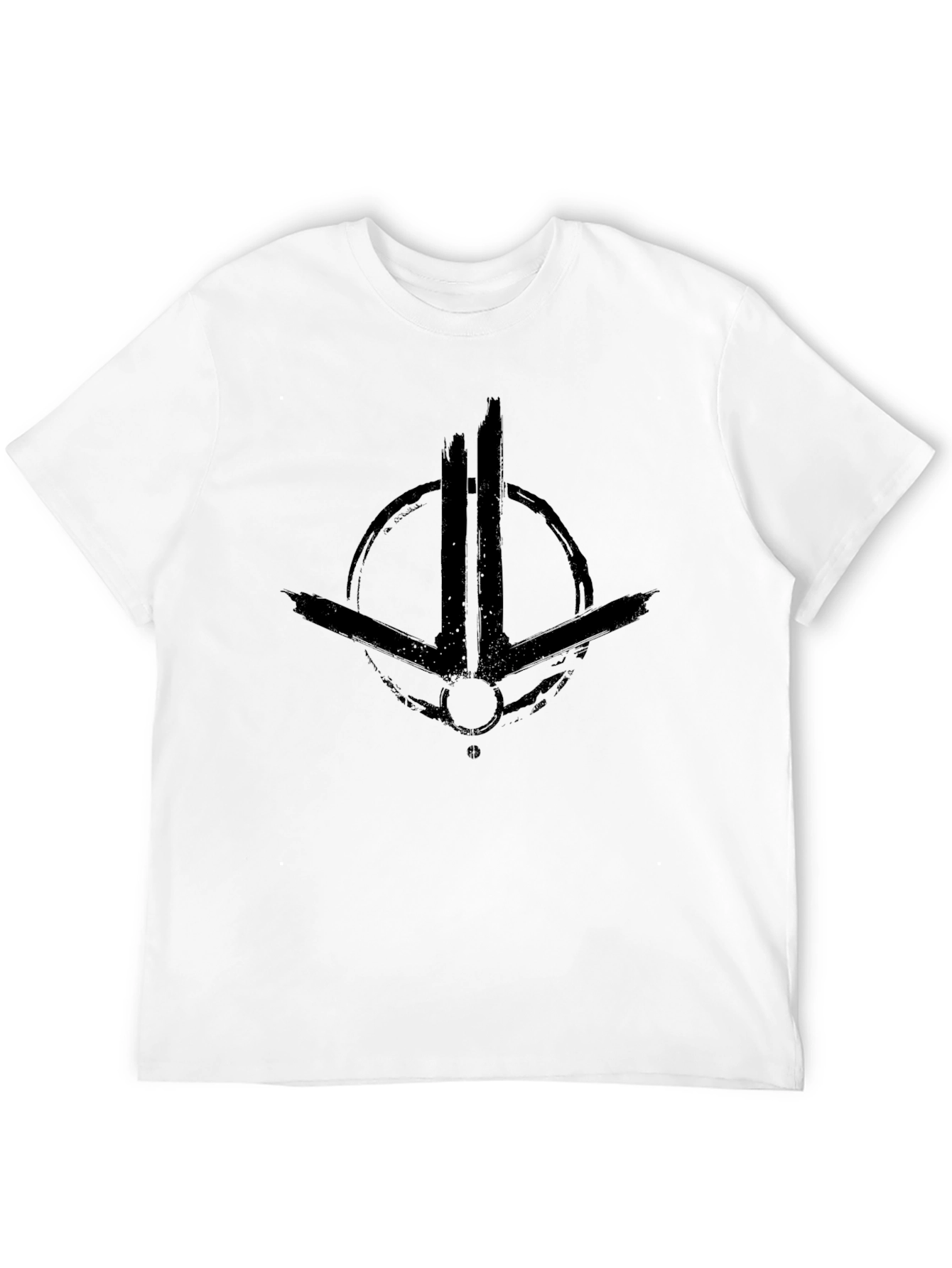 Black Graphic Tee - Abstract Symbol Design