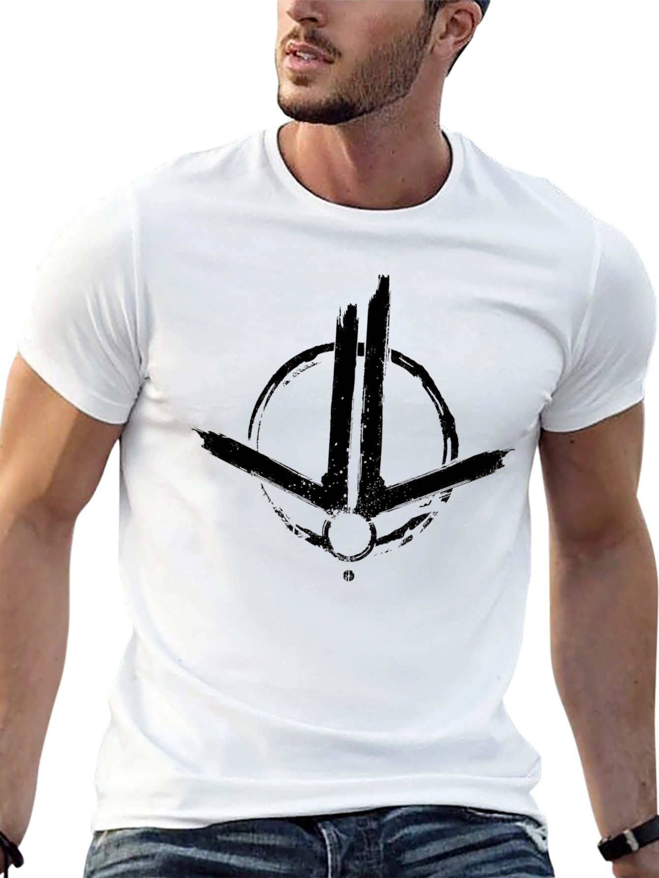 Black Graphic Tee - Abstract Symbol Design