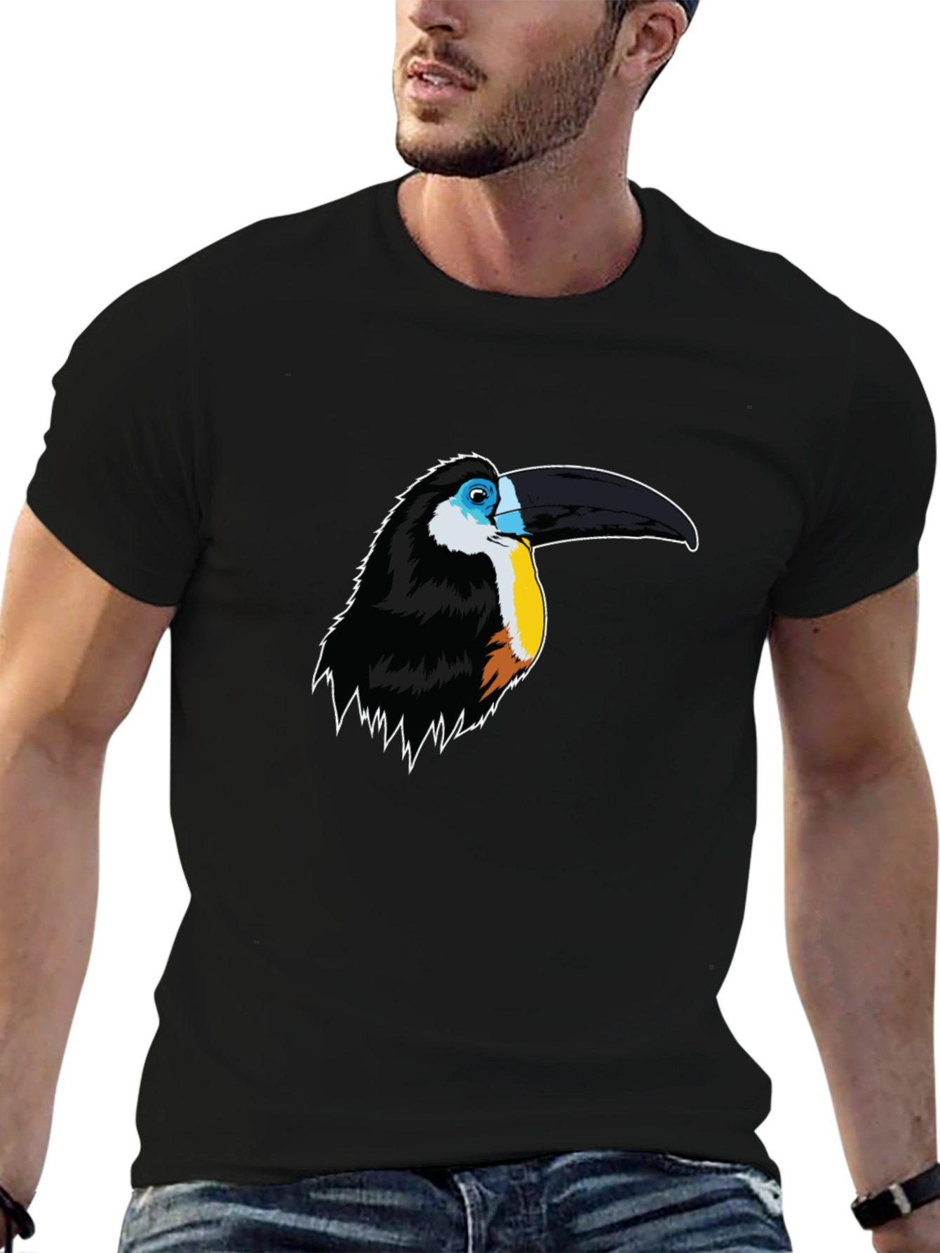 Toucan Graphic Print Mens Black T-Shirt