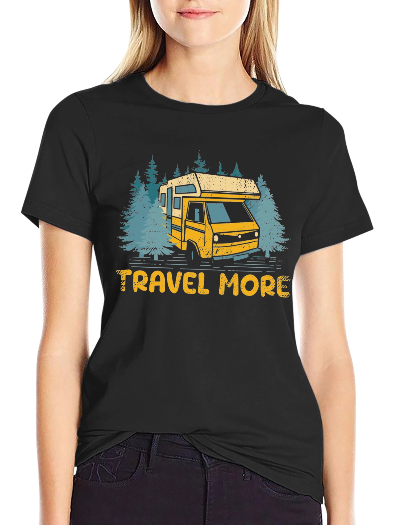 Travel More Camping RV T-Shirt - Black