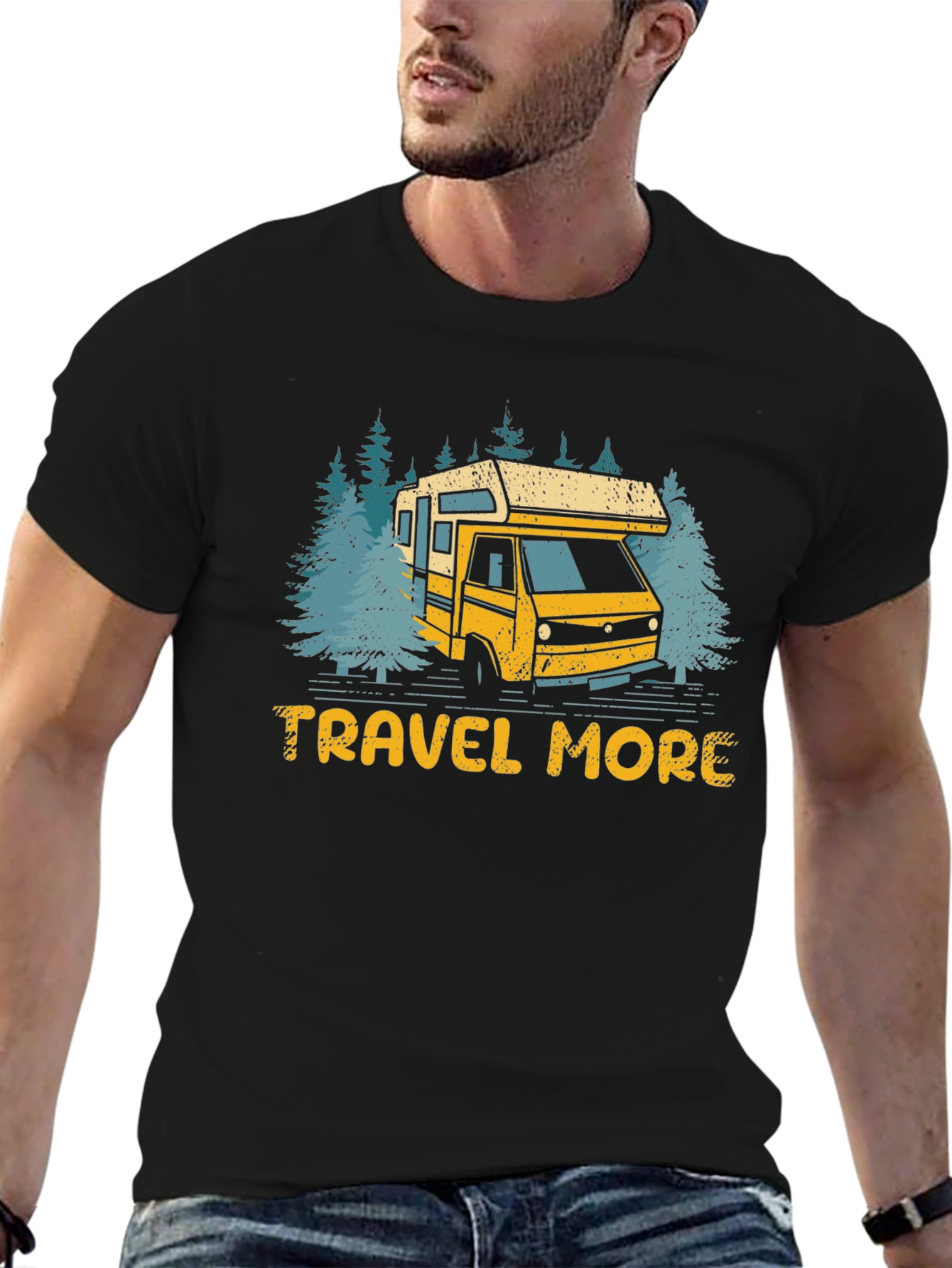 Travel More Camping RV T-Shirt - Black