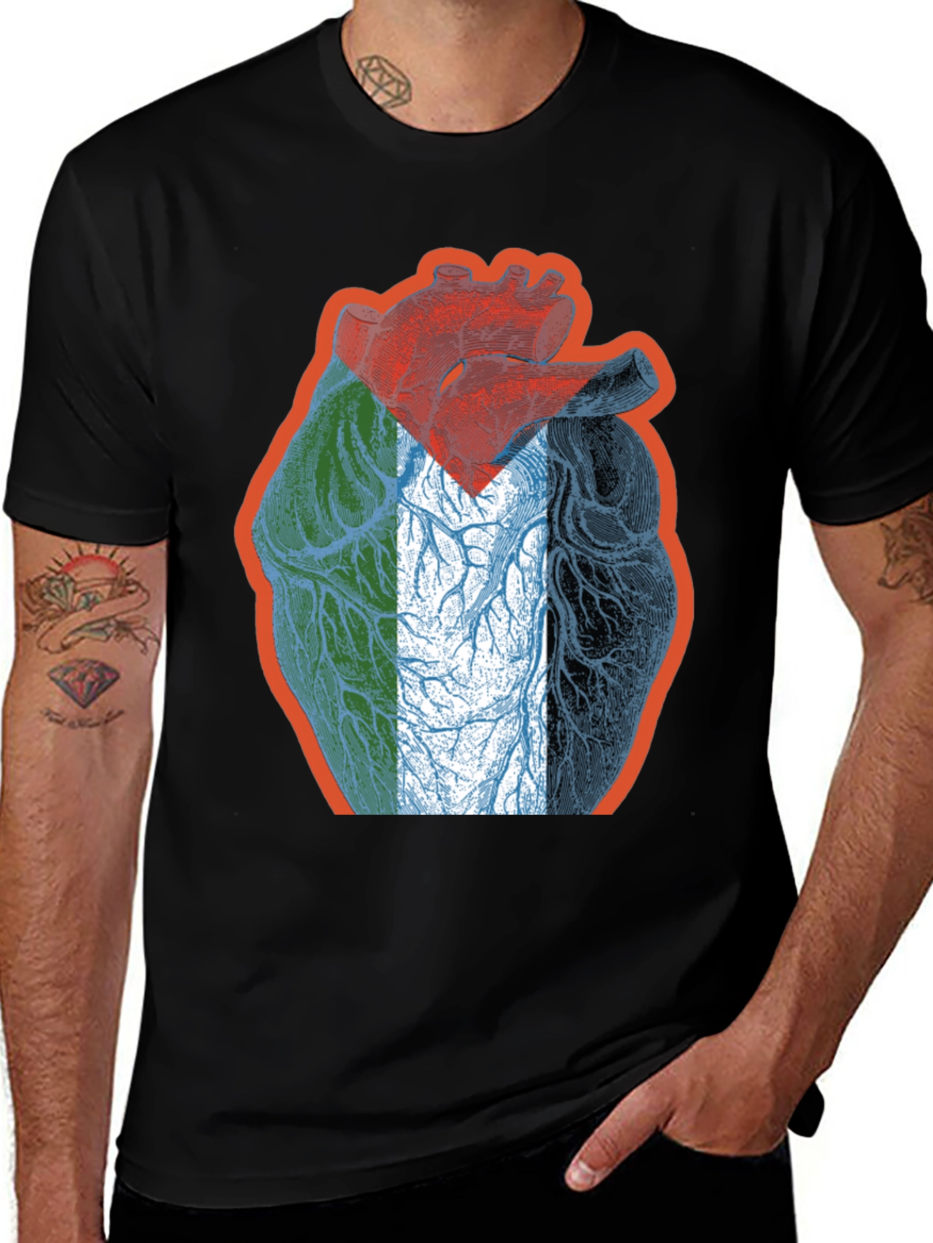 Anatomical Heart Flag Graphic T-Shirt