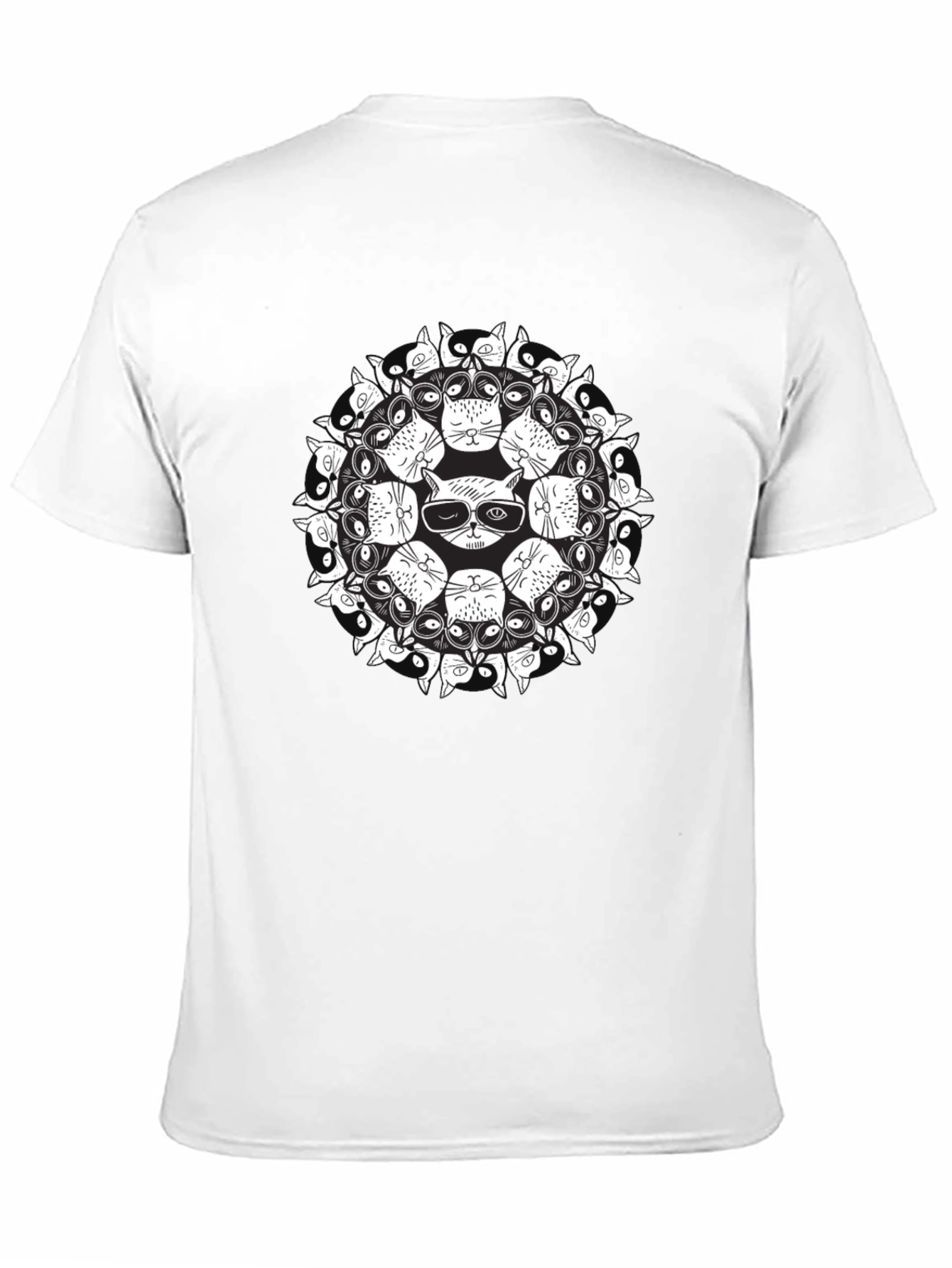 Cat Mandala Graphic Black T-Shirt