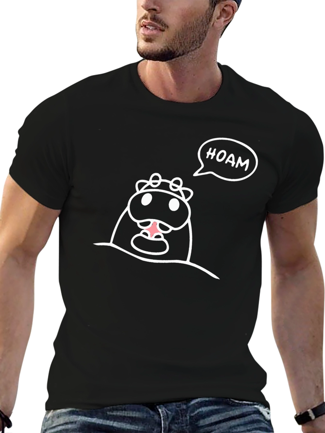 Funny HOAM Cow Graphic Black T-Shirt