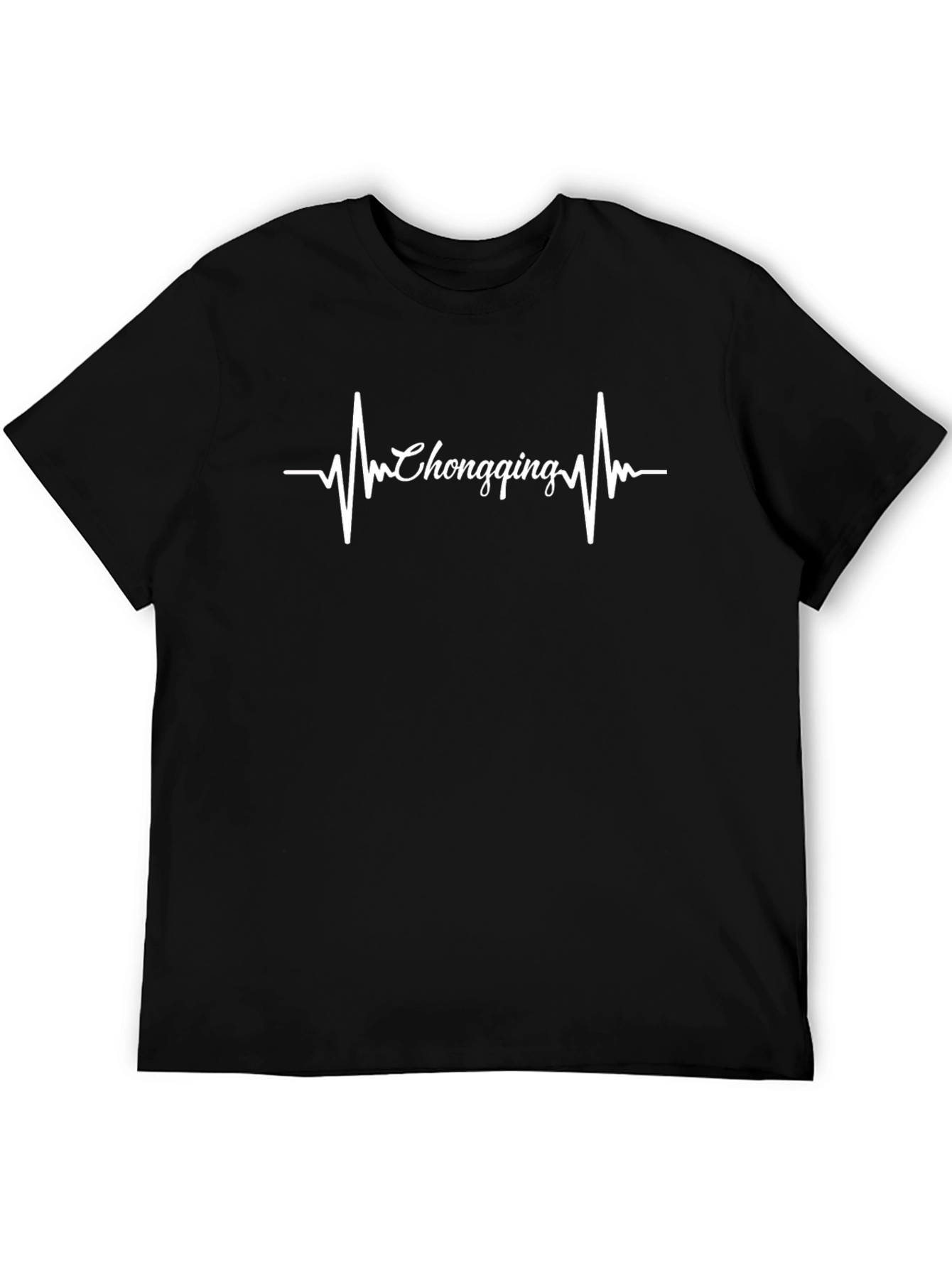 Chongqing Heartbeat T-Shirt - Black Crew Neck Tee