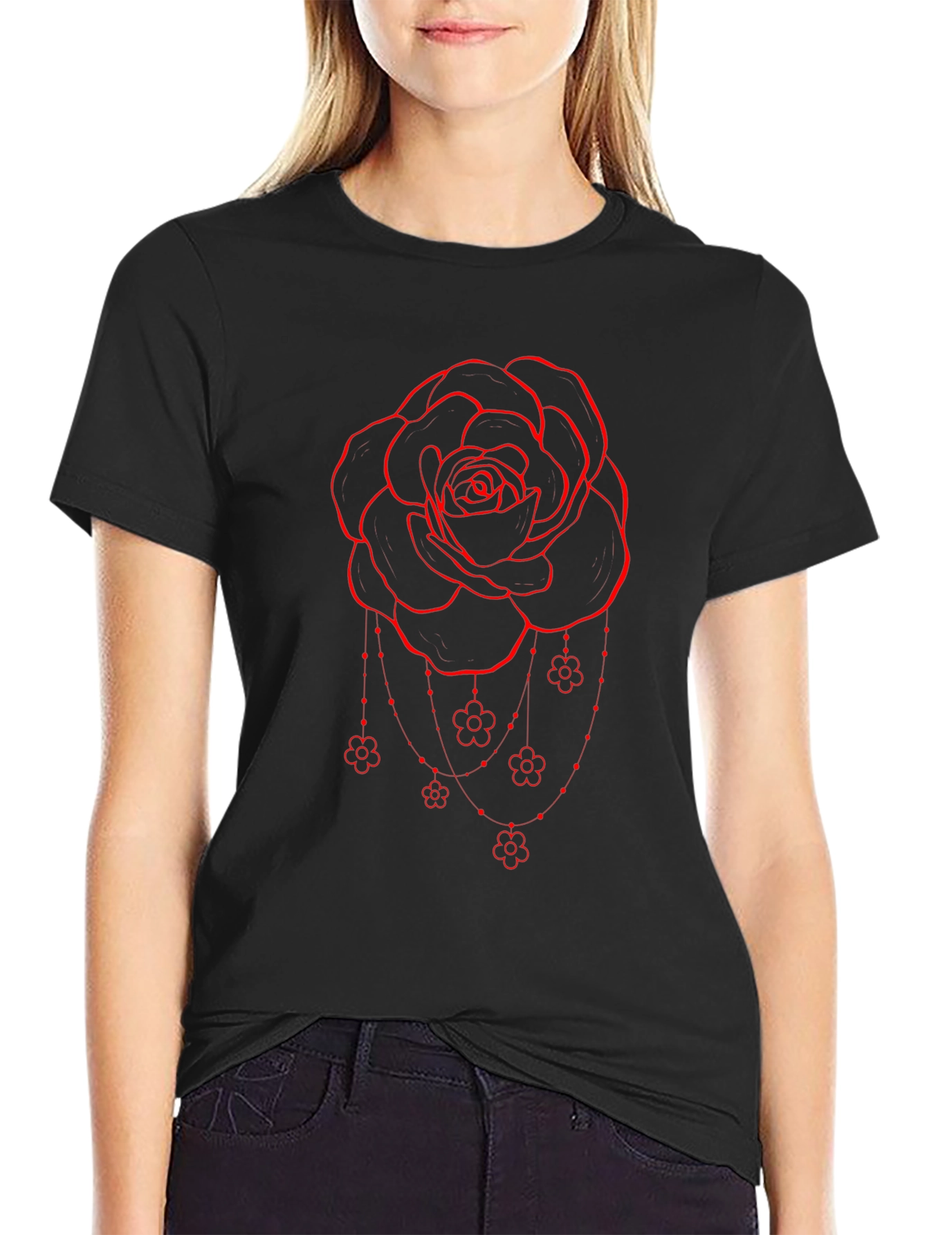 Rose Graphic T-Shirt - Black