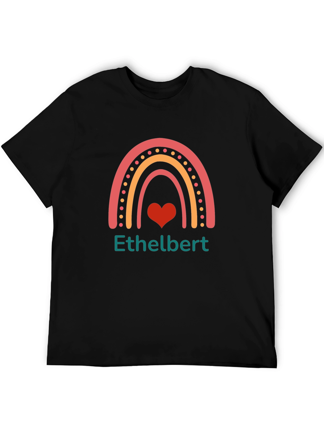 Ethelbert Rainbow Heart Black T-Shirt