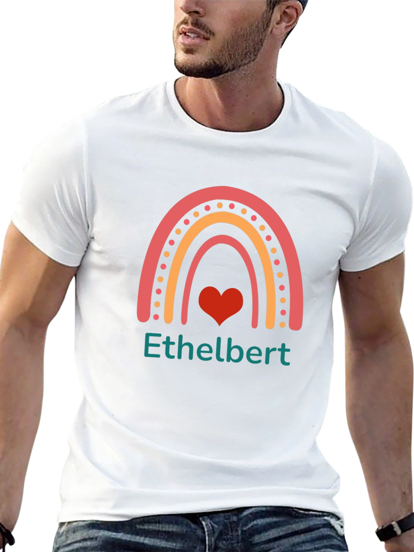 Ethelbert Rainbow Heart Black T-Shirt