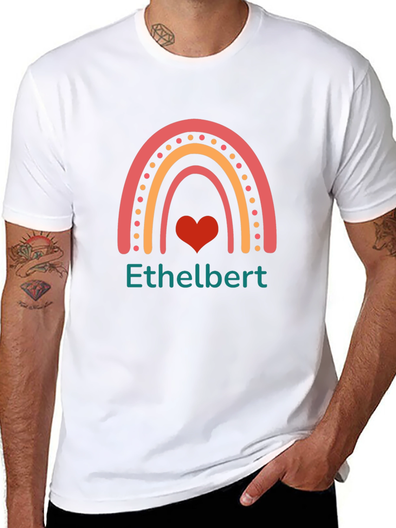Ethelbert Rainbow Heart Black T-Shirt