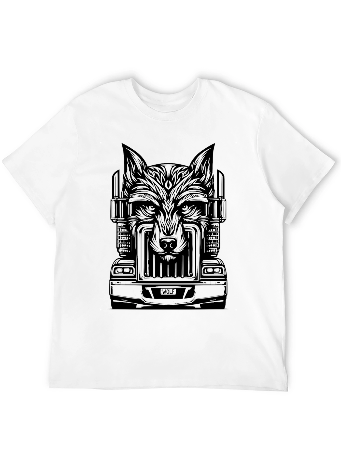 Wolf Trucker Graphic Tee - Cool Black T-Shirt