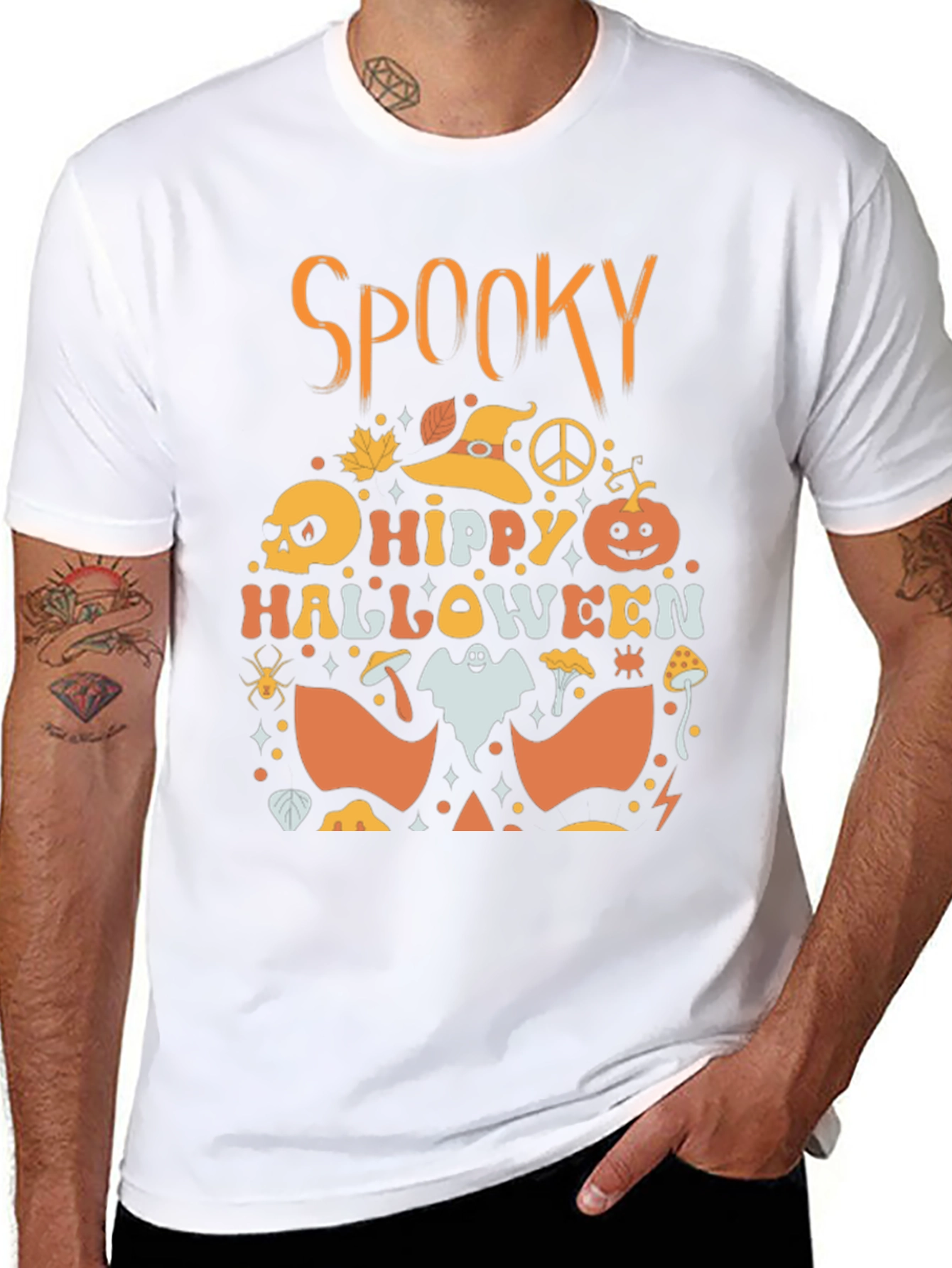 Spooky Hippy Halloween Black T-Shirt
