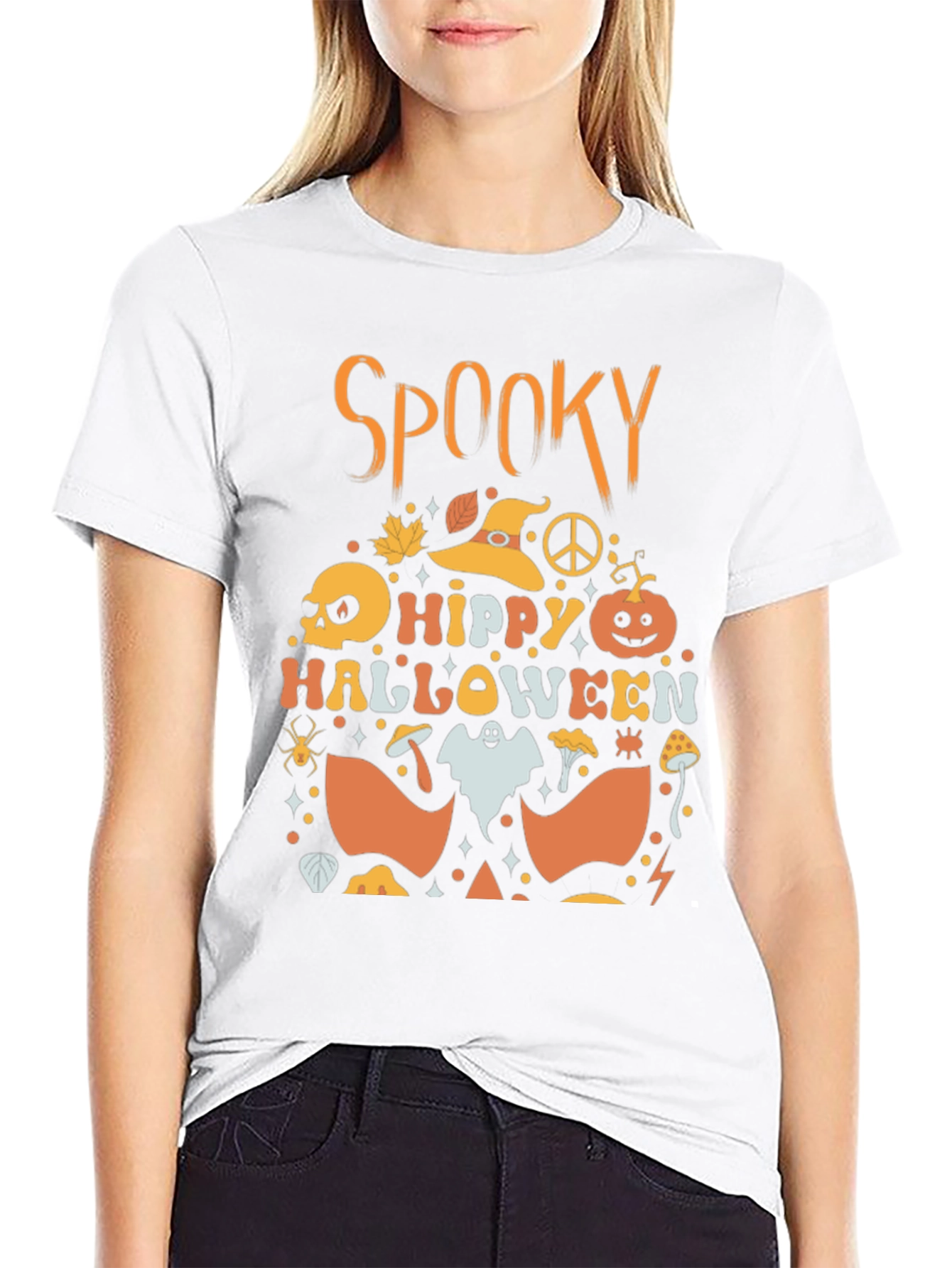 Spooky Hippy Halloween Black T-Shirt