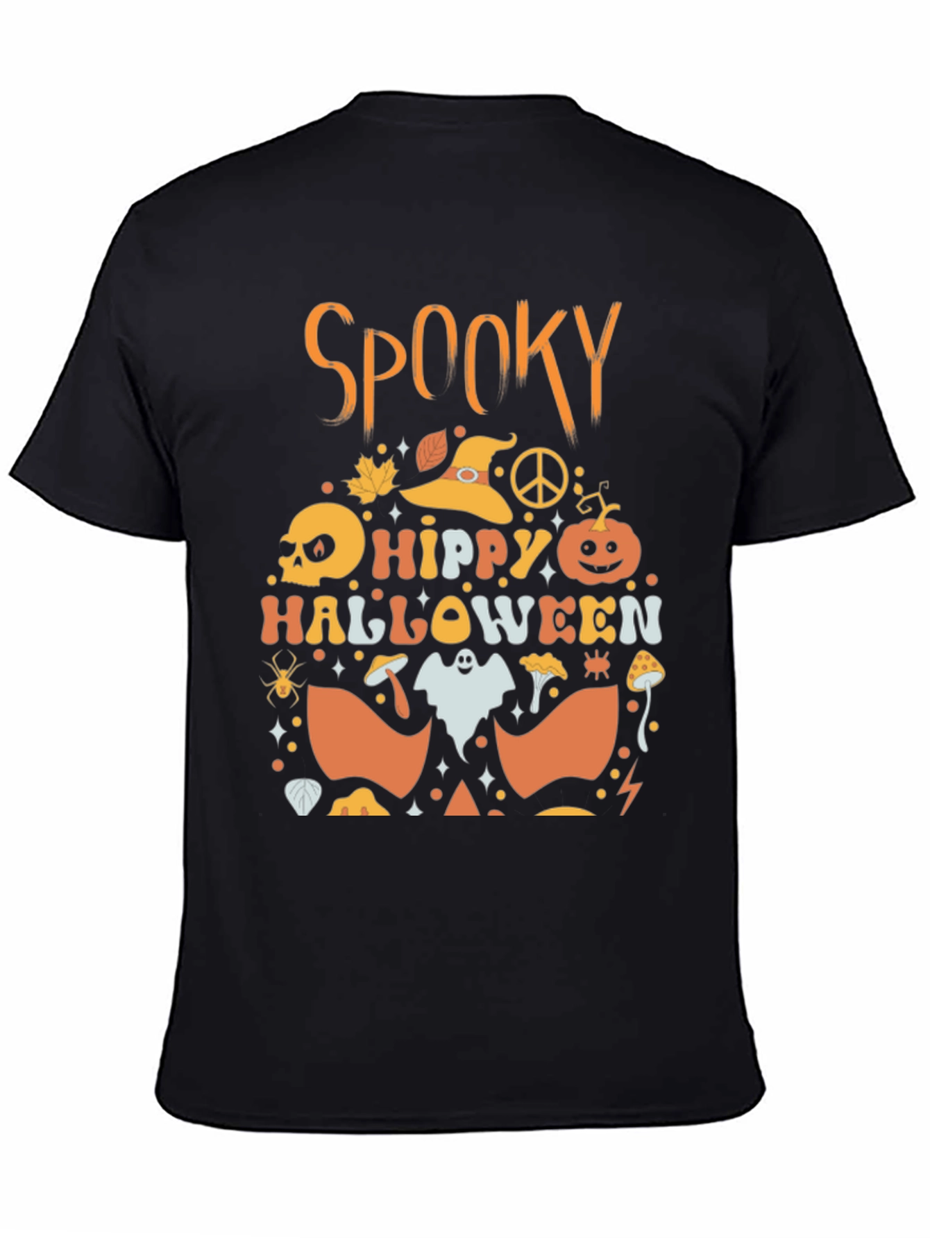 Spooky Hippy Halloween Black T-Shirt