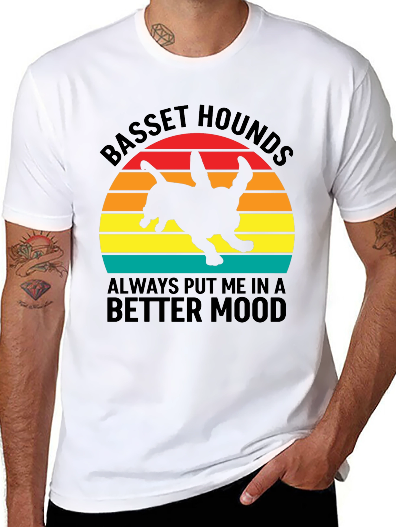 Basset Hound Sunset Graphic T-Shirt
