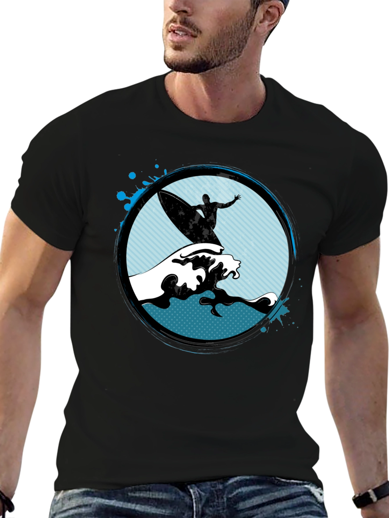 Surfer Graphic Black T-Shirt