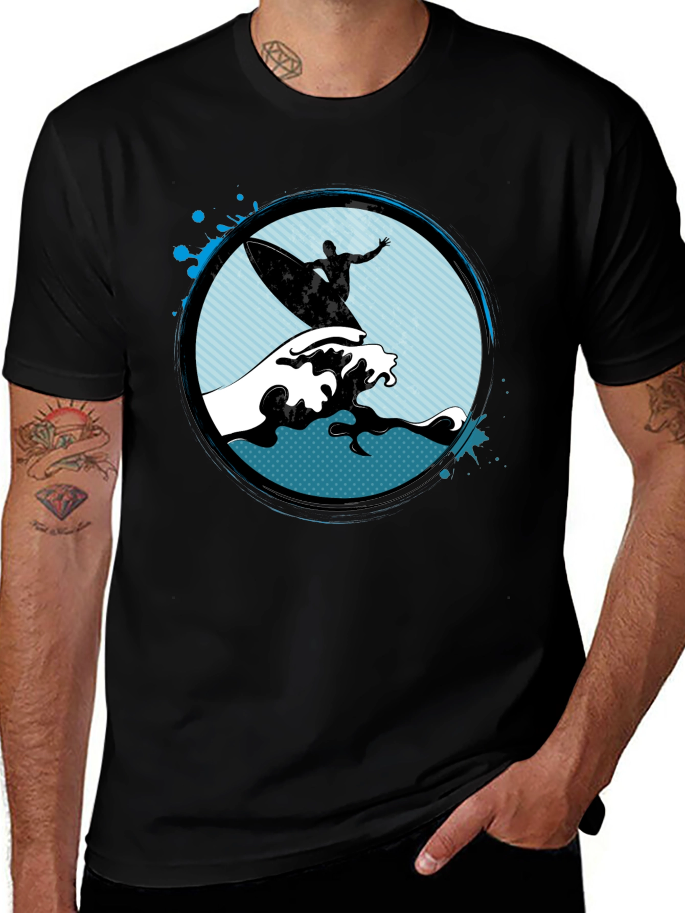 Surfer Graphic Black T-Shirt