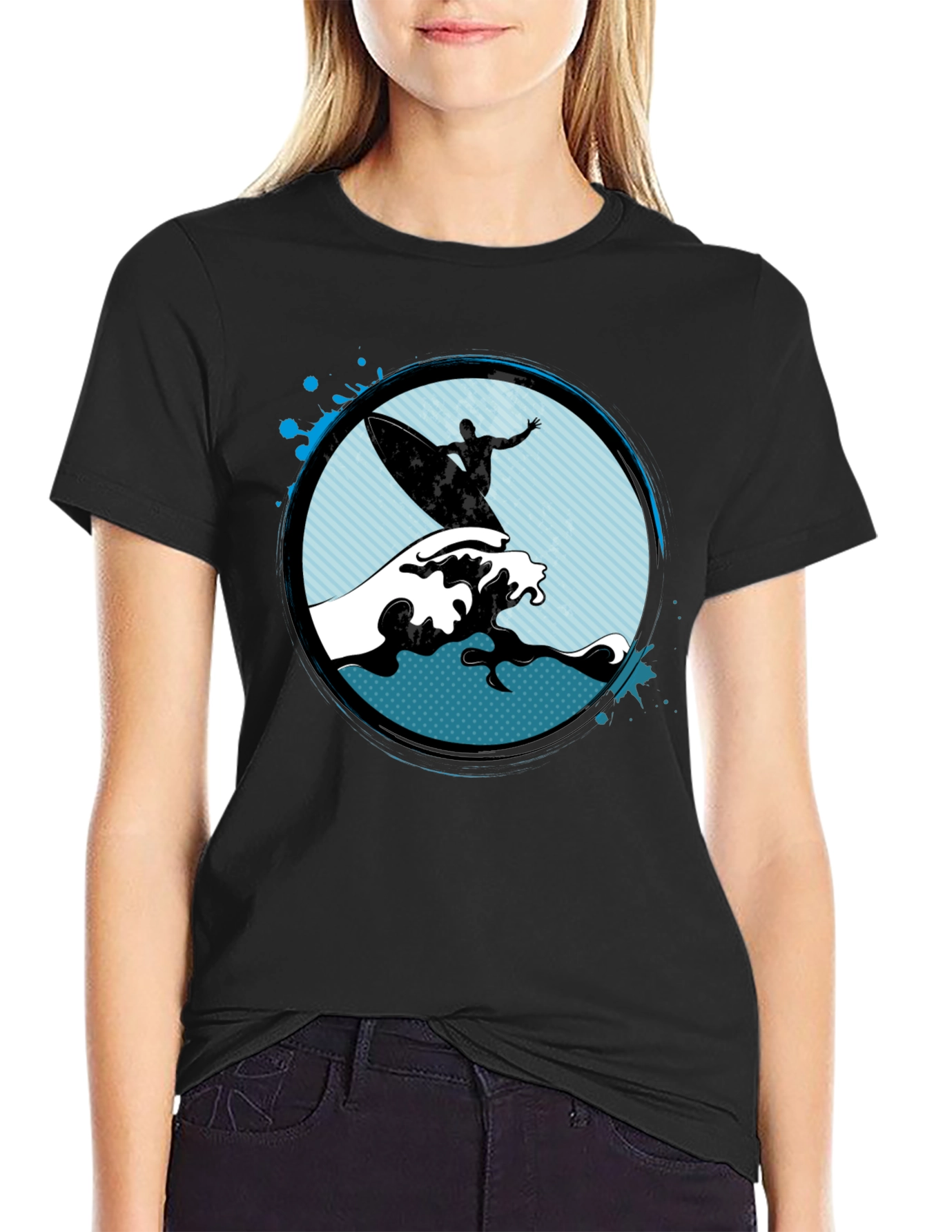 Surfer Graphic Black T-Shirt