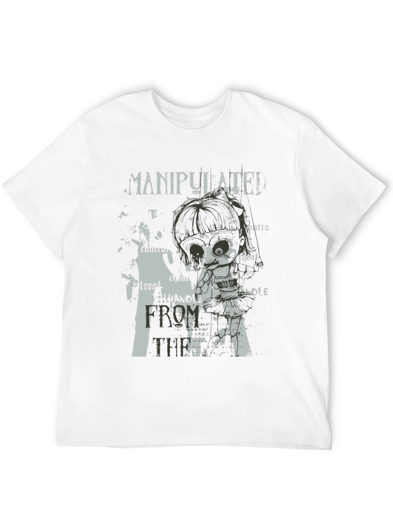 Manipulated Graphic Print Mens Black T-Shirt