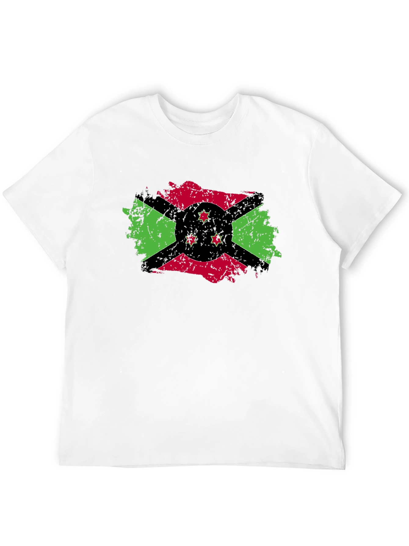 Burundi Flag Distressed T-Shirt - Black Cotton Tee