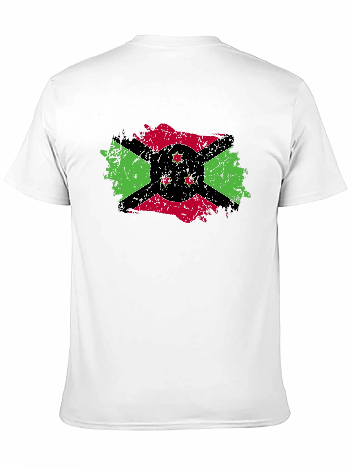 Burundi Flag Distressed T-Shirt - Black Cotton Tee
