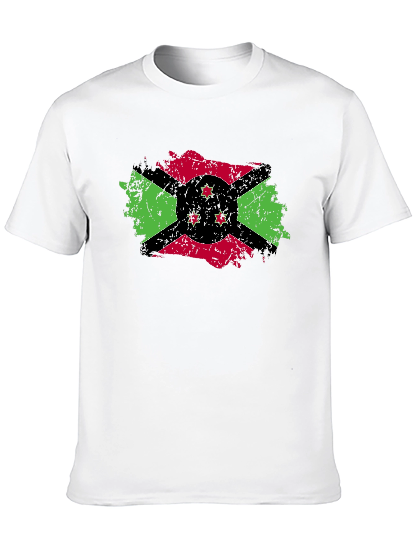 Burundi Flag Distressed T-Shirt - Black Cotton Tee
