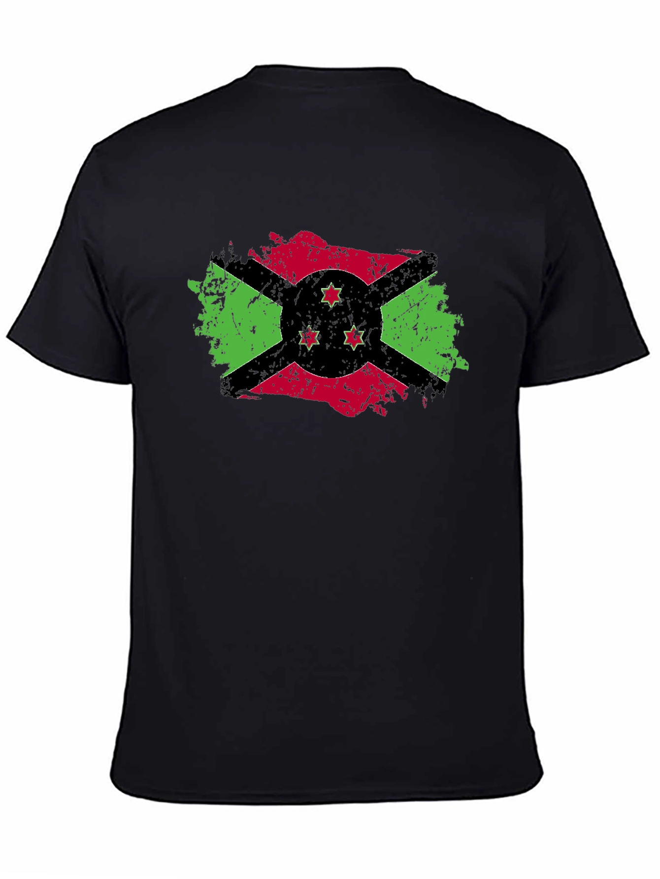 Burundi Flag Distressed T-Shirt - Black Cotton Tee