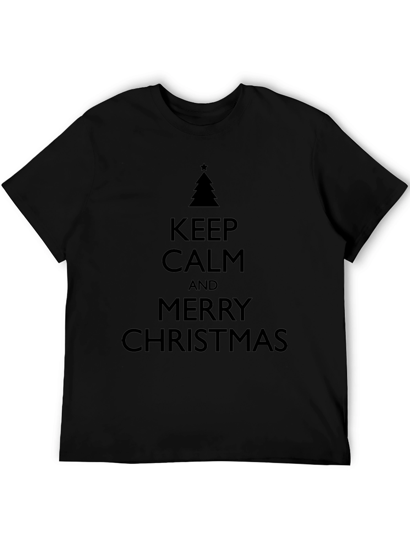 Keep Calm Merry Christmas Black Graphic T-Shirt