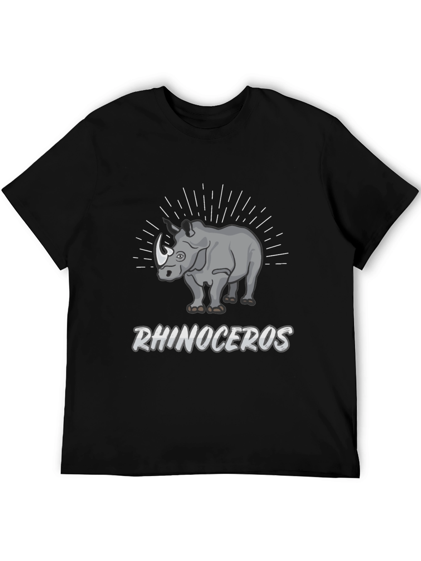 Rhinoceros Graphic Print Black T-Shirt