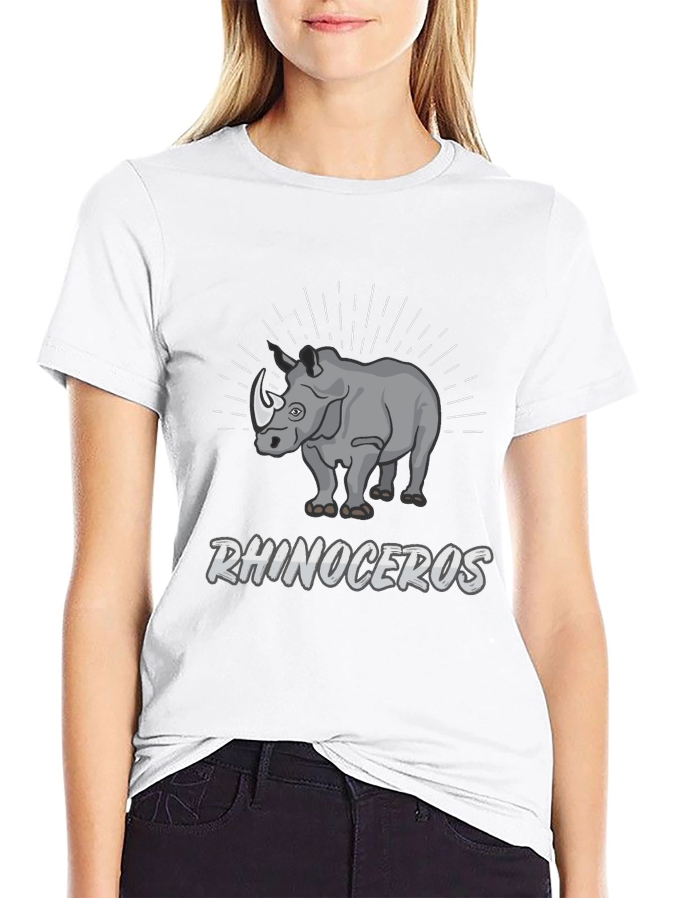 Rhinoceros Graphic Print Black T-Shirt