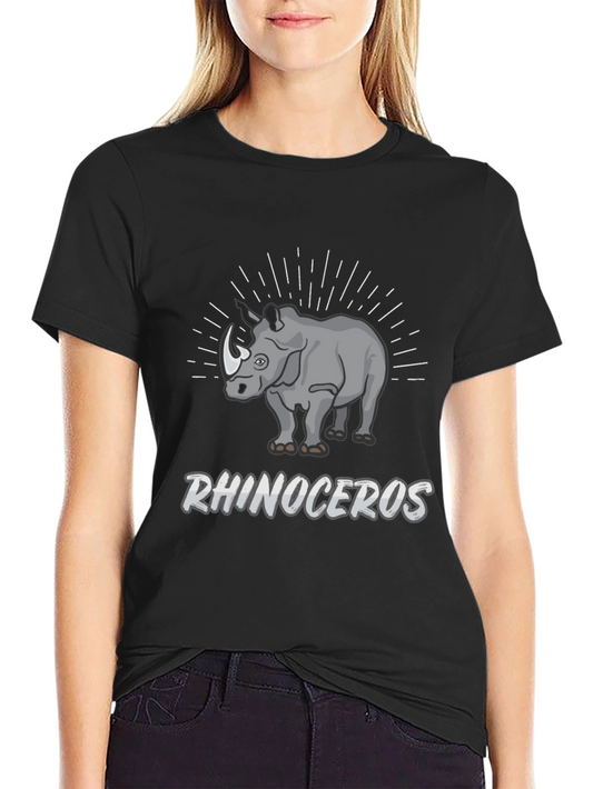 Rhinoceros Graphic Print Black T-Shirt