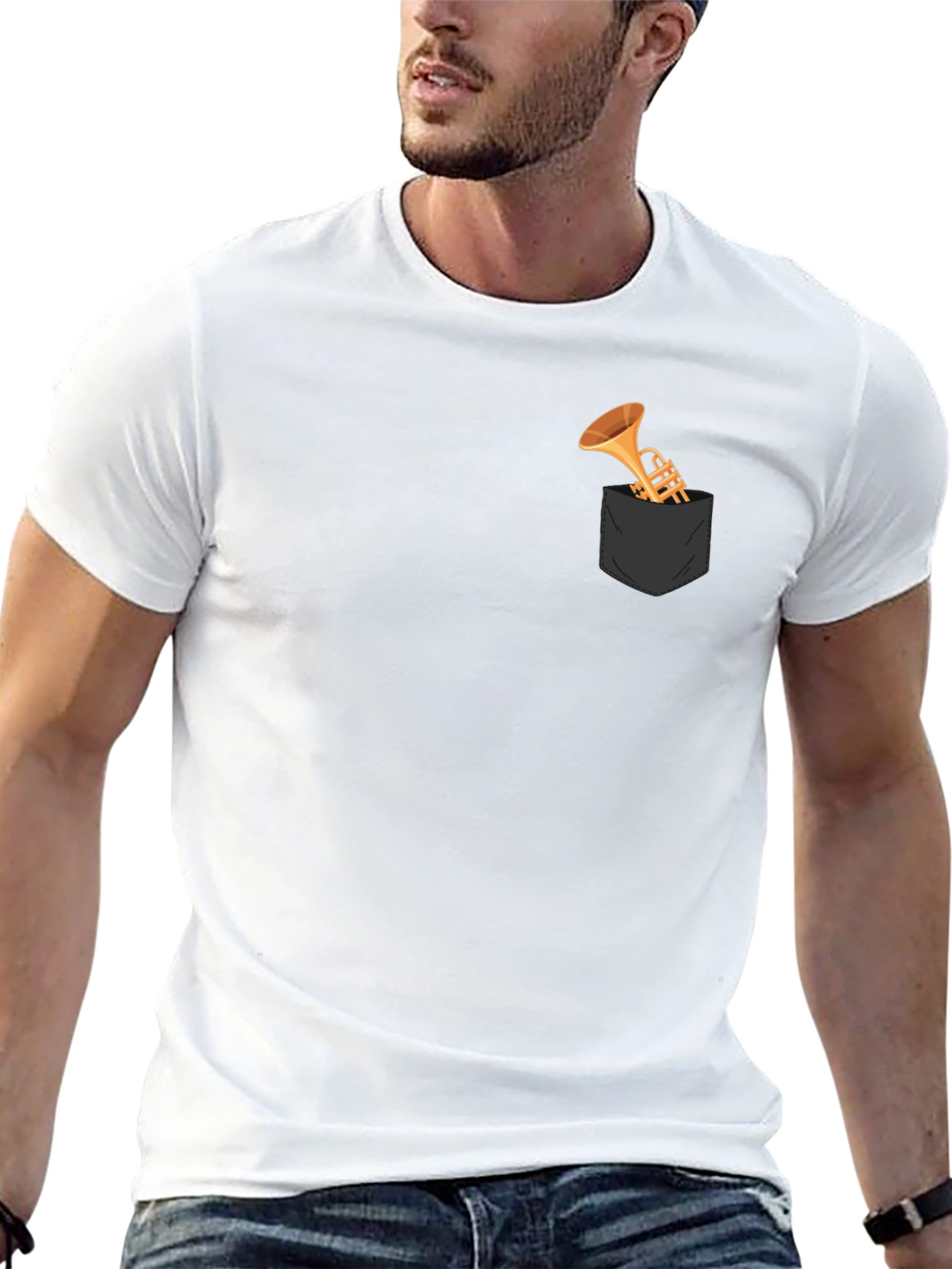 Trumpet Pocket T-Shirt - Novelty Musical Tee