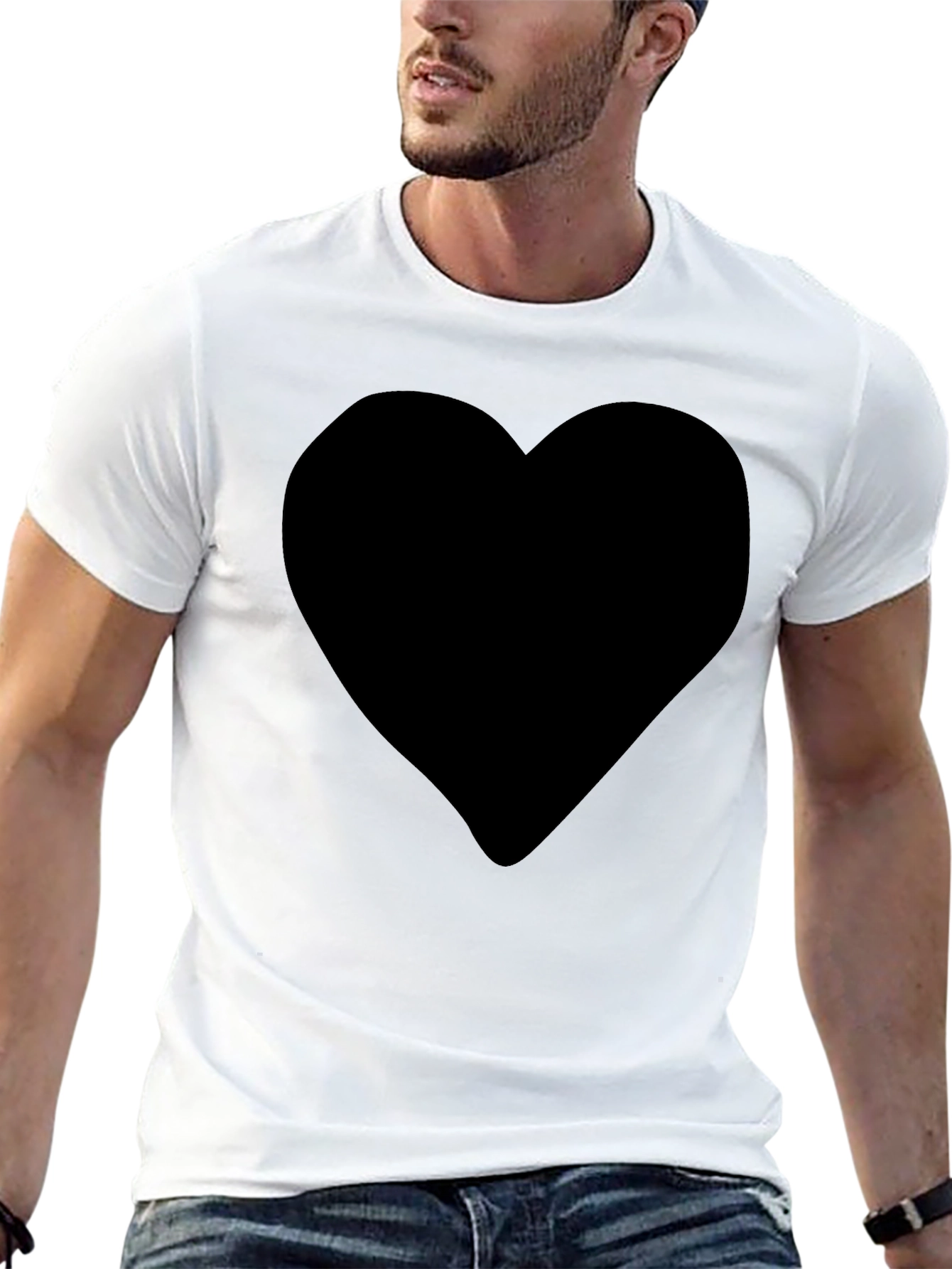 Black Heart Graphic Tee - Mens Crew Neck