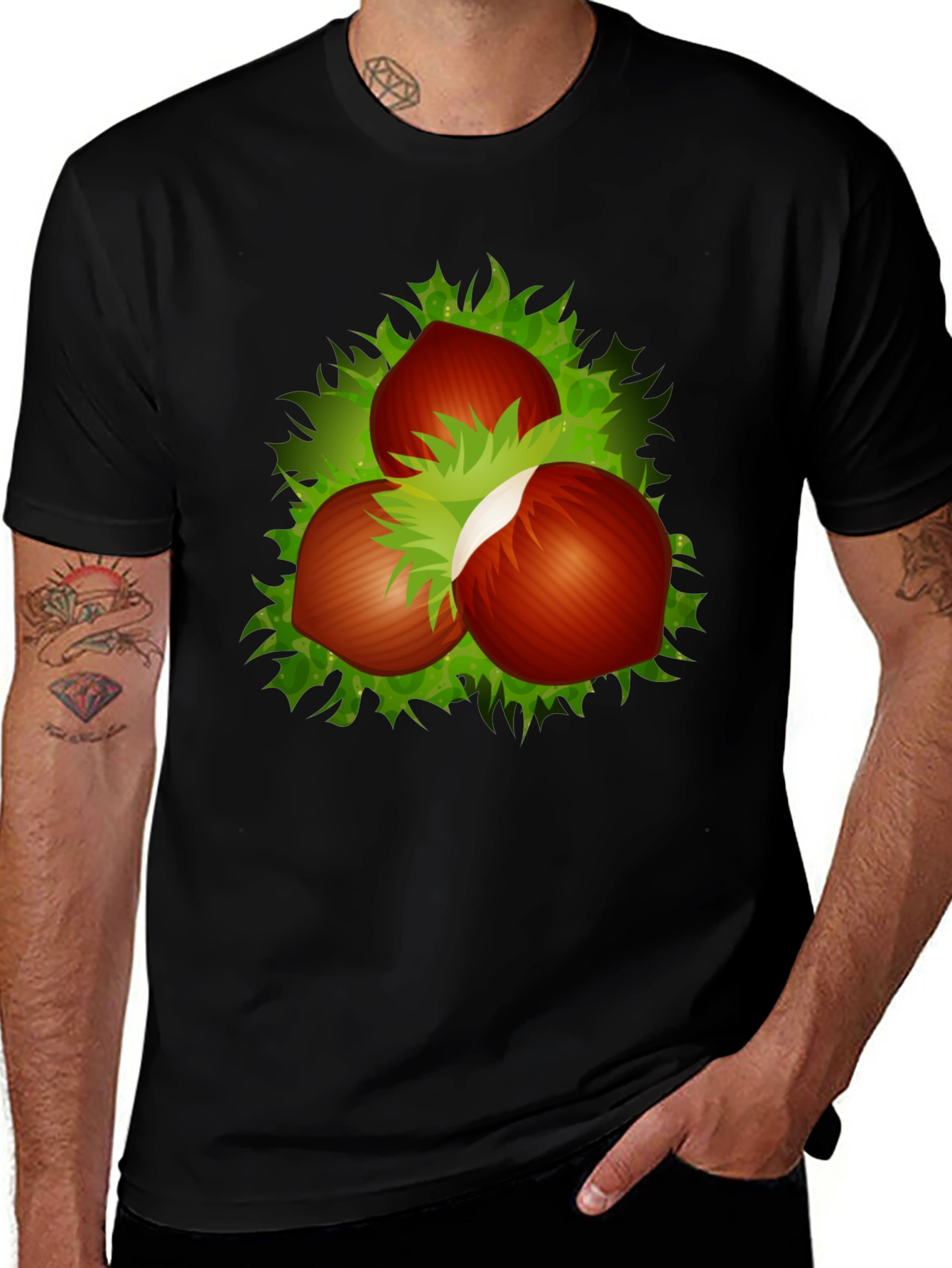 Hazelnut Cluster Graphic Black T-Shirt